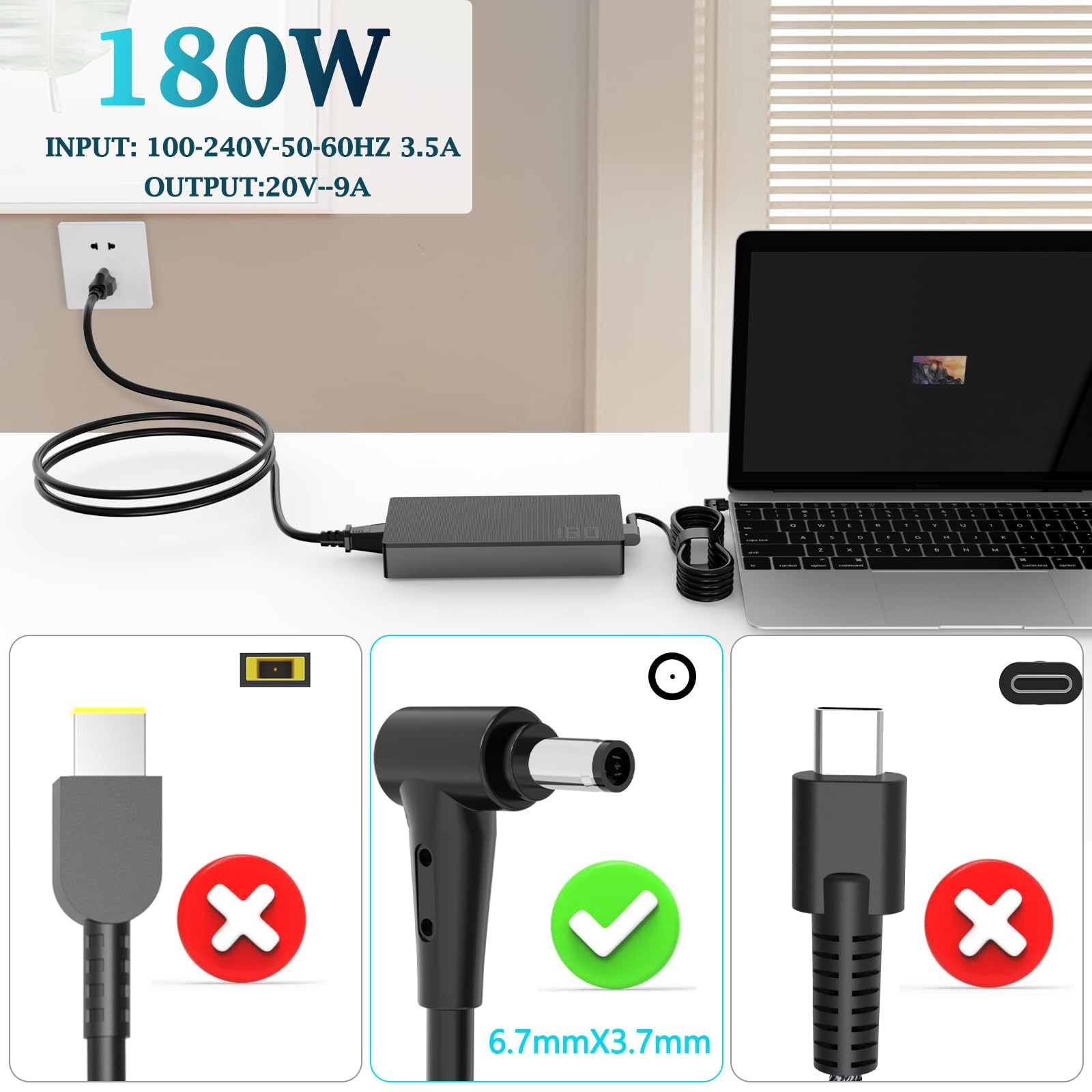 180W 20V 9A Charger for Asus TUF FX705D FX705DD FX705DT ROG FX505D FX505 Gaming