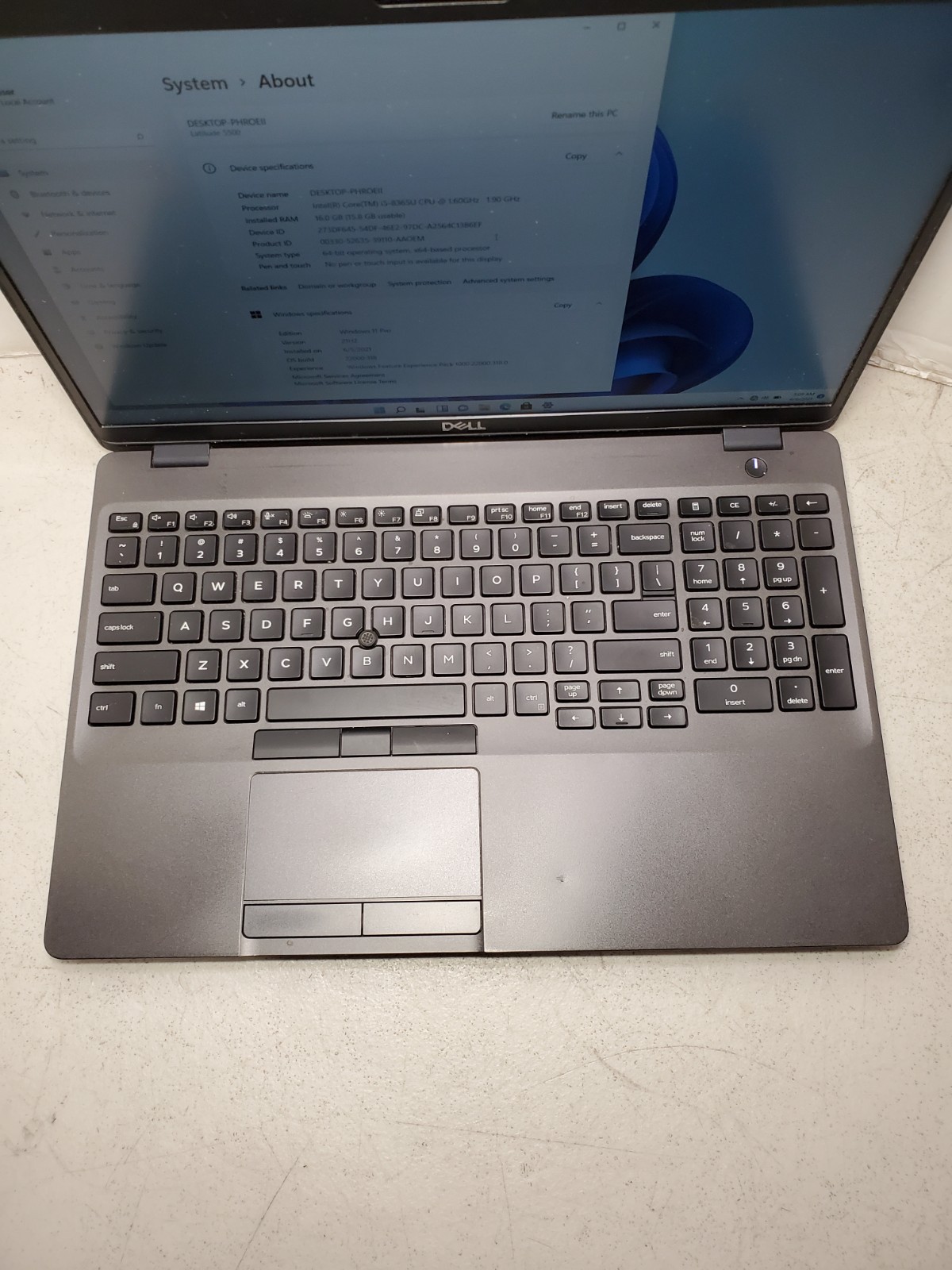 Dell Latitude 5500 Core i5-8365U 1.60GHz 16GB RAM 256GB SSD Win11 #69