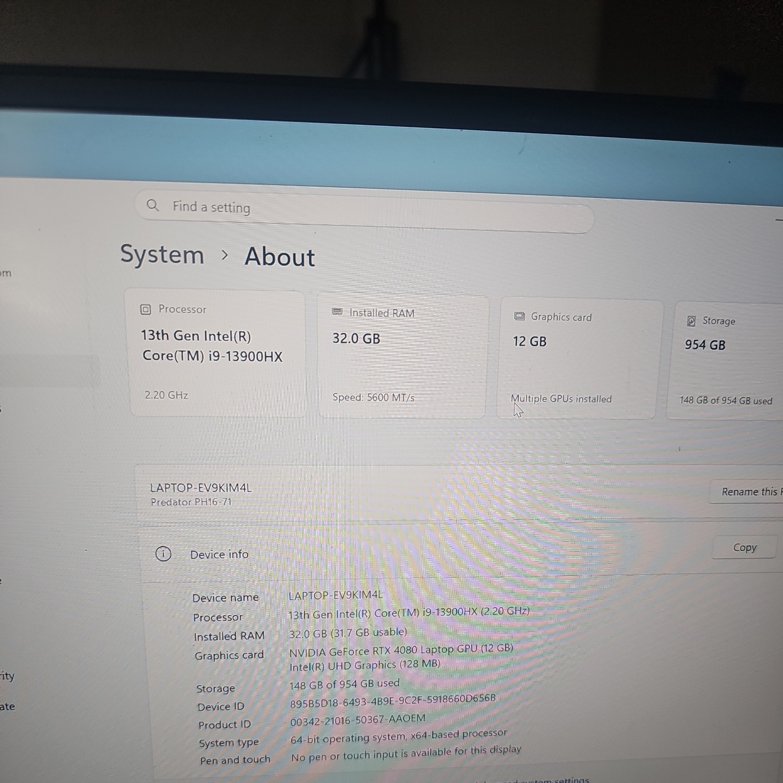 Acer Predator Helios 16” WQXGA 240Hz Gaming Monitor I9-13900HX RTX 4080