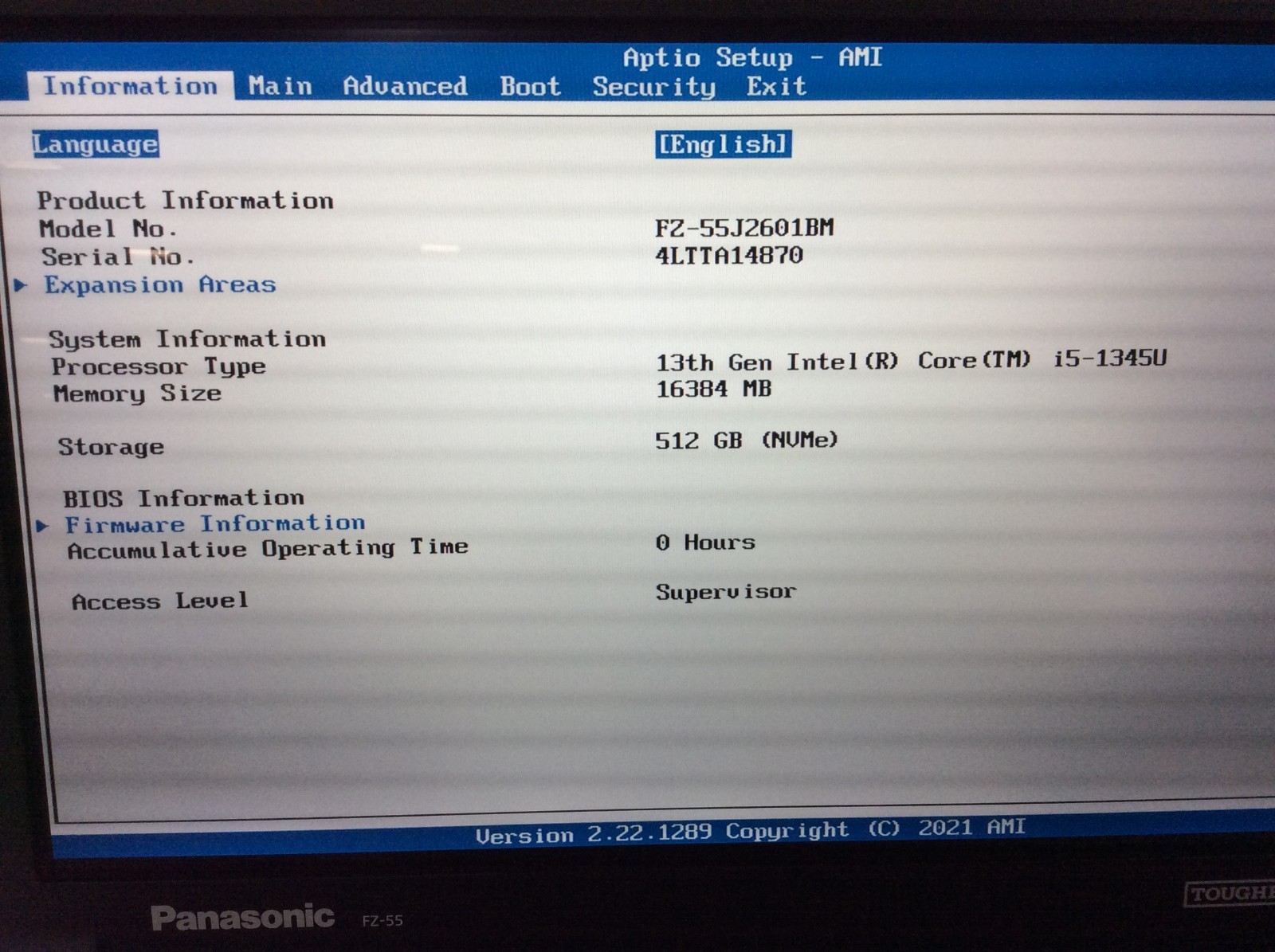 Panasonic Toughbook FZ-55 FZ-55J2601BM Touch i5-1345U 16GB RAM 512GB 0 Hrs 96% ^