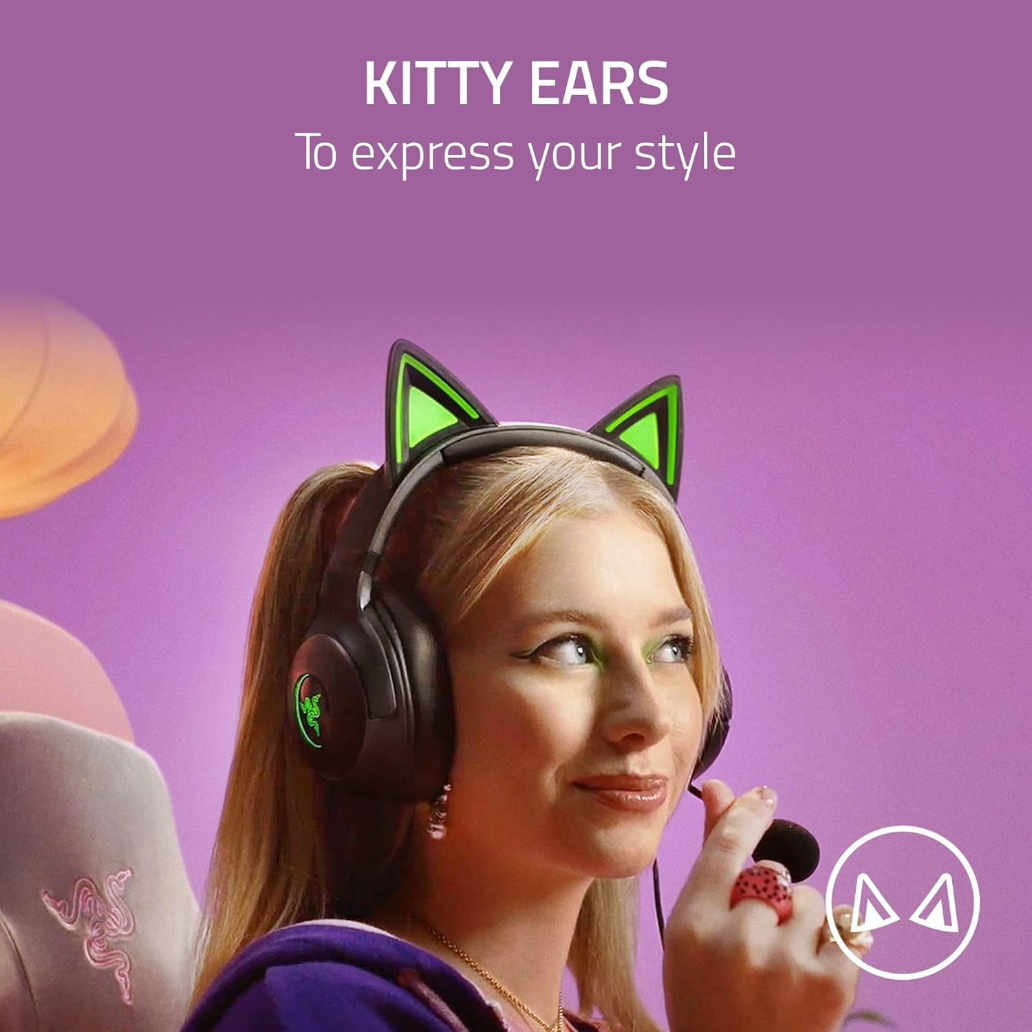Razer Kraken Kitty V2 USB Wired Headset Chroma RGB Kitty Ears Reactive Lighting