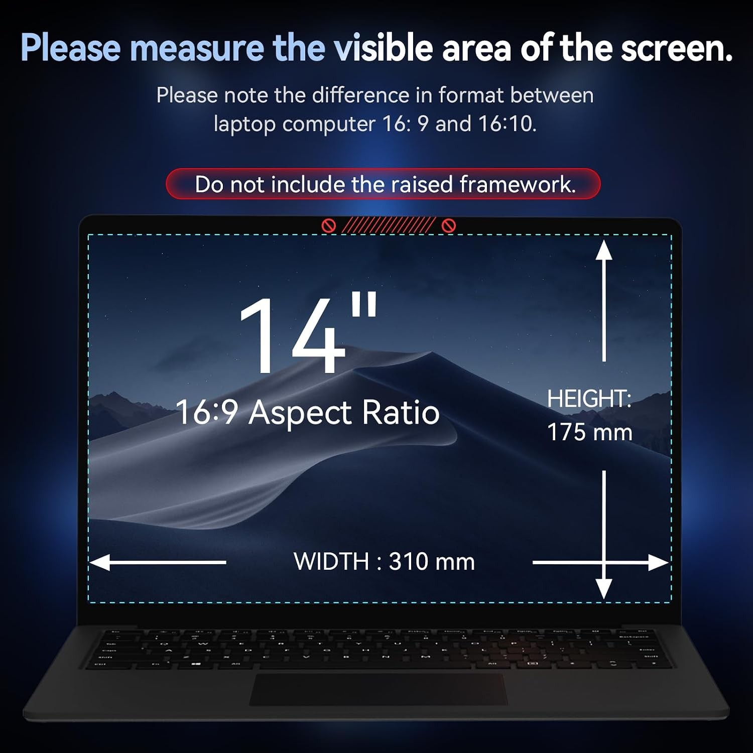 360° Laptop Privacy Screen 14 Inch for 16:9 Computer, 14″ Monitor Anti Glare Fil