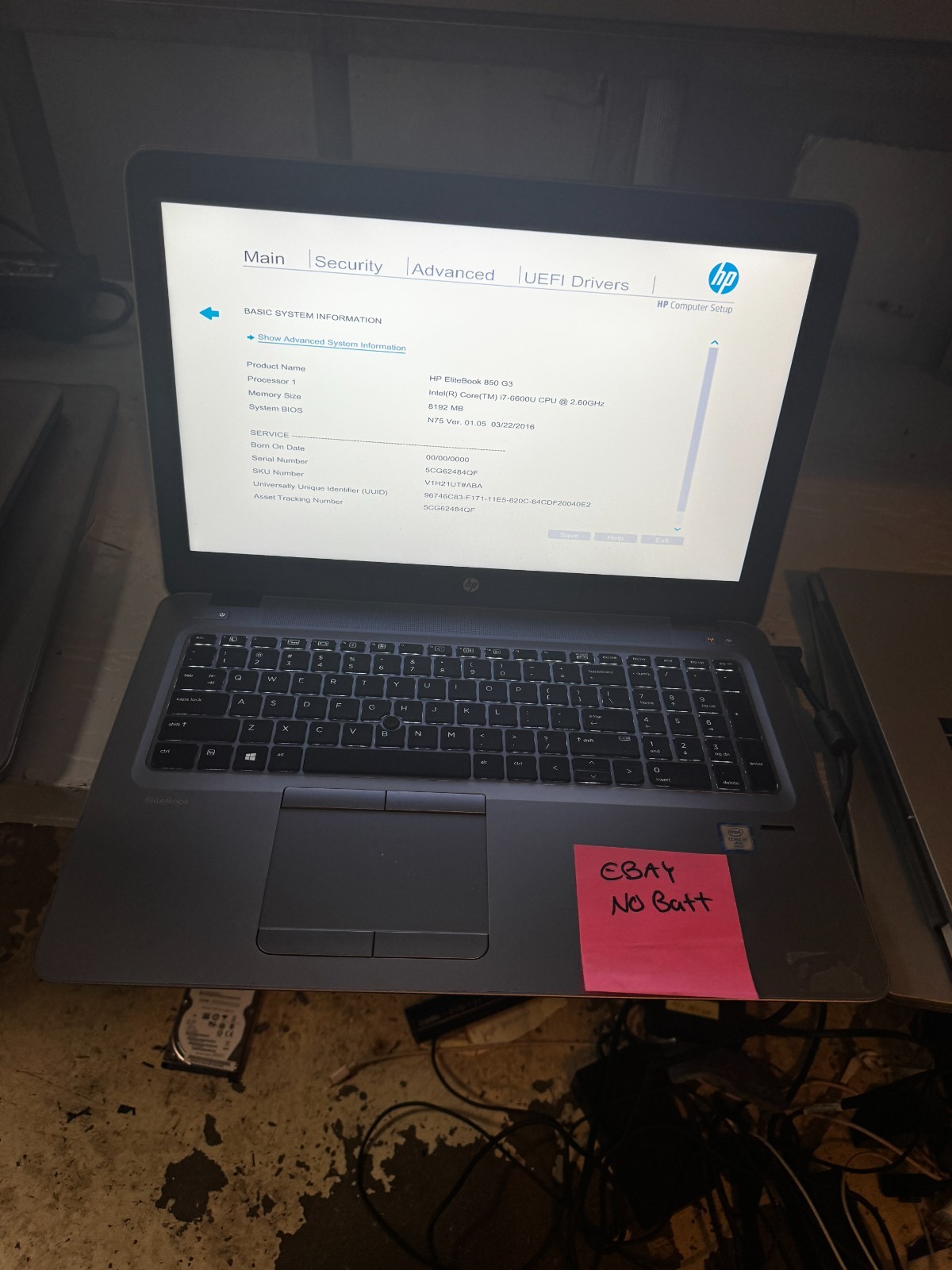 HP EliteBook 850 G3 Core i7-6600U, 8GB RAM, 15.6″ Laptop *READ #5847