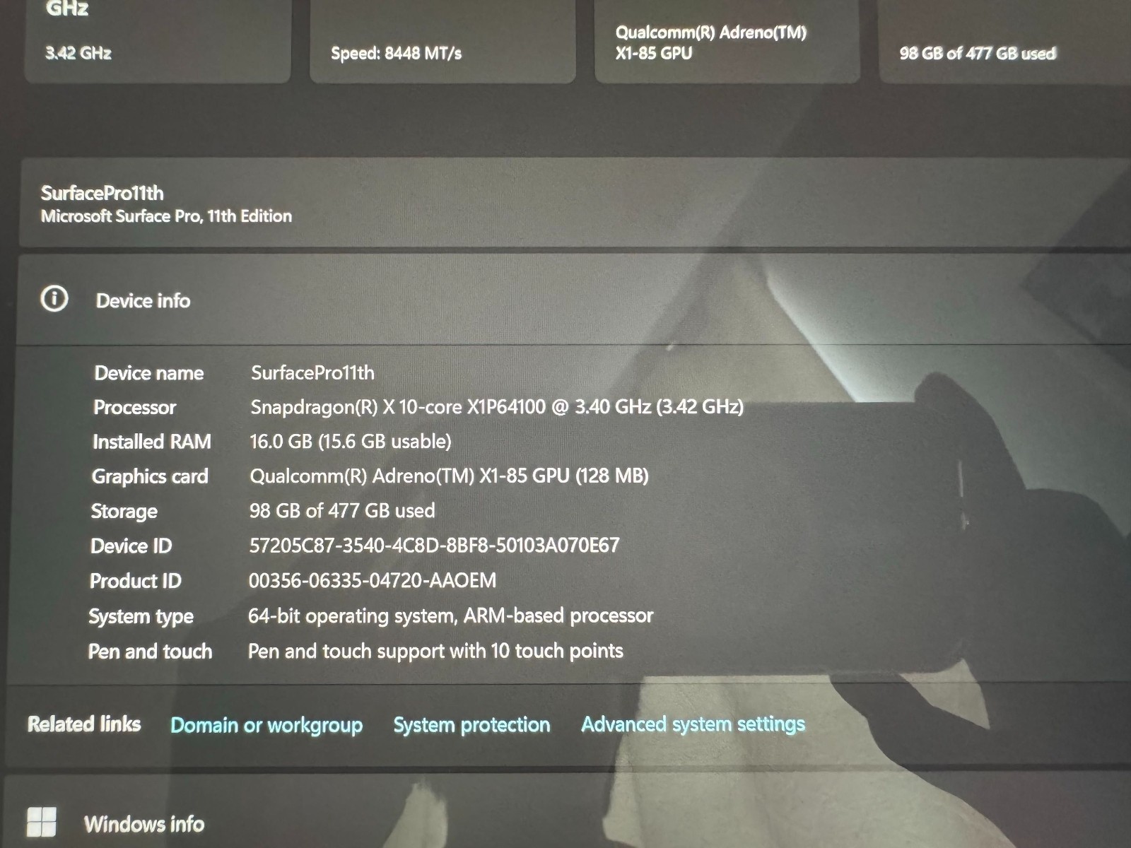 Microsoft Surface Pro 11th Edition 2076 13″ Snapdragon X Plus 3.4GHz 16GB 512GB