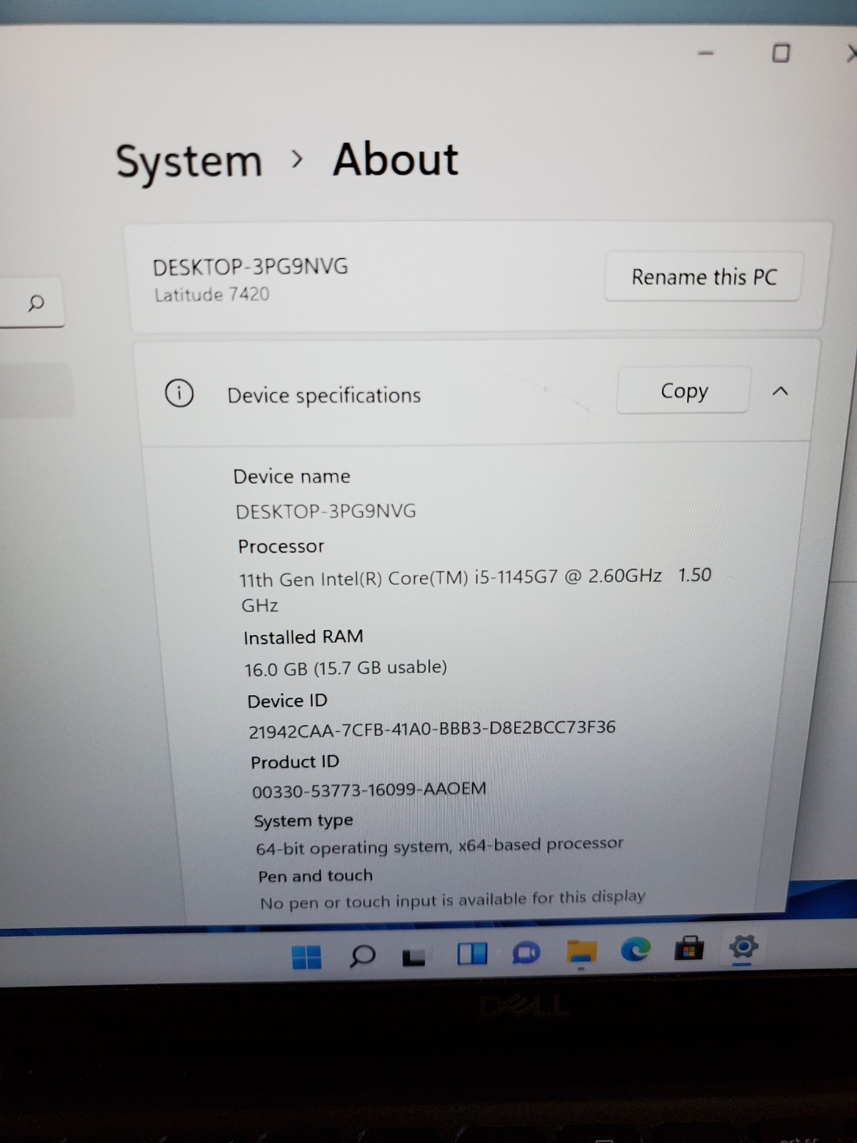 Dell Latitude 7420 14″ Laptop i5-1145G7 2.60GHz 16GB 256GB SSD Win11 #69