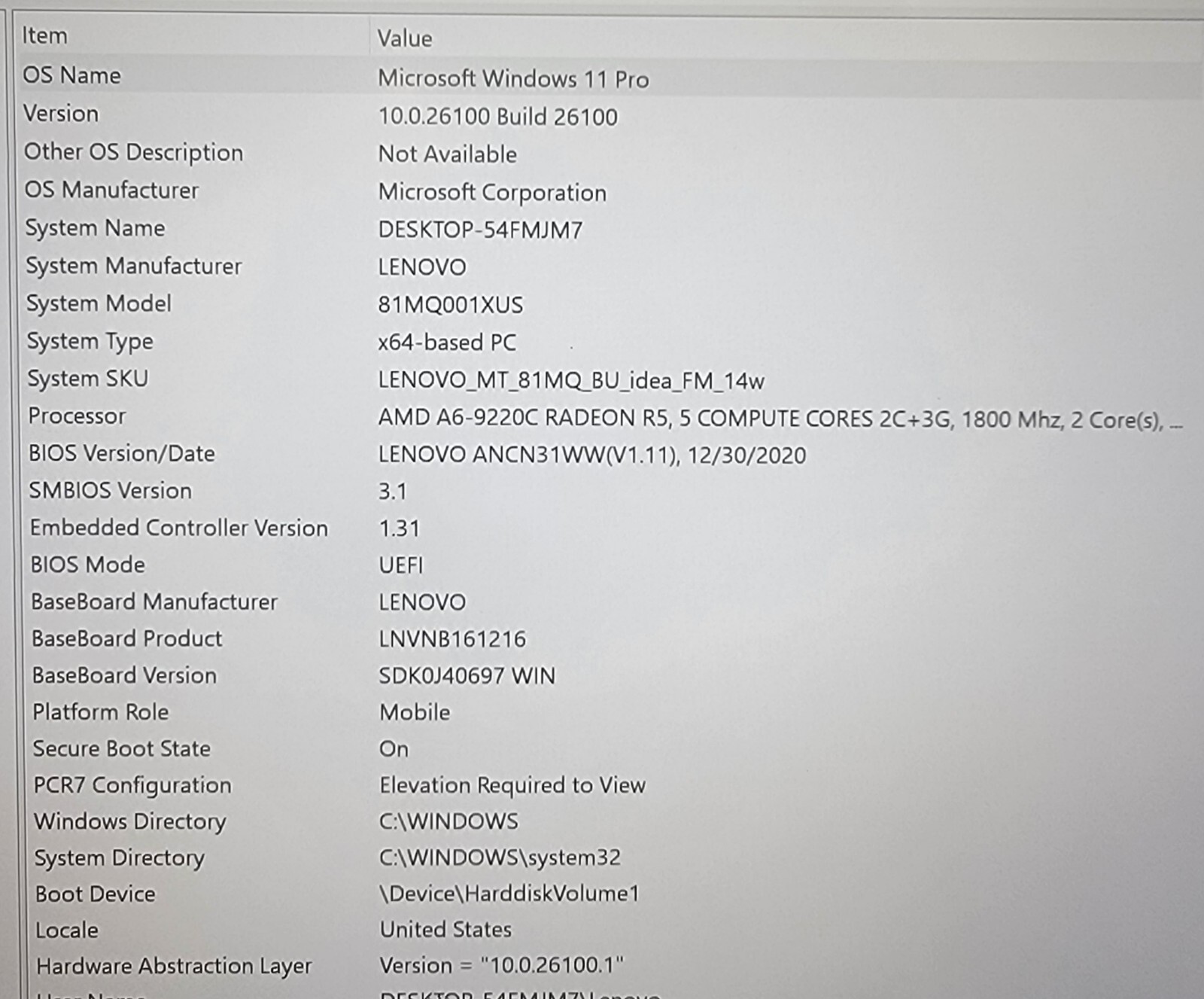 Lenovo Ideapad 14W, 81MQ, Touchscreen, AMD A6-9220C, 8GB Ram, 256GB, WIN 11 OS