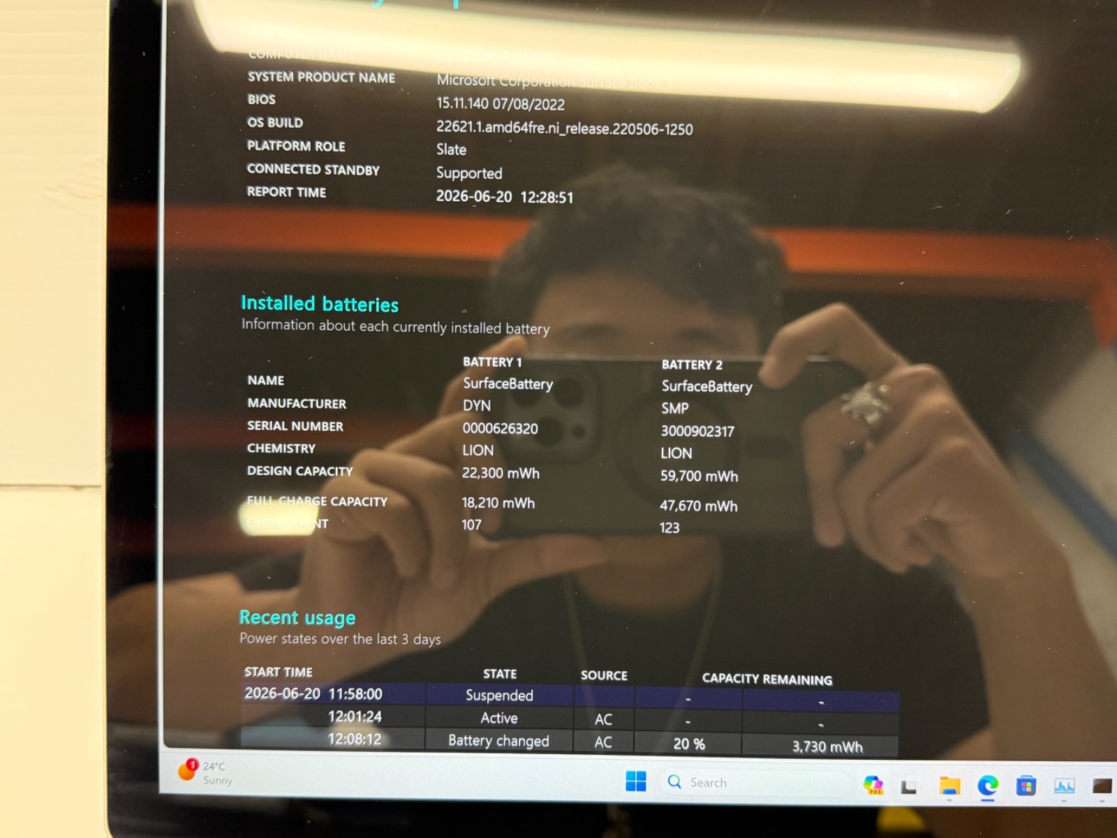 Microsoft Surface Book 3 15.5” i710th-32GB 512 SSD Windows 11pro