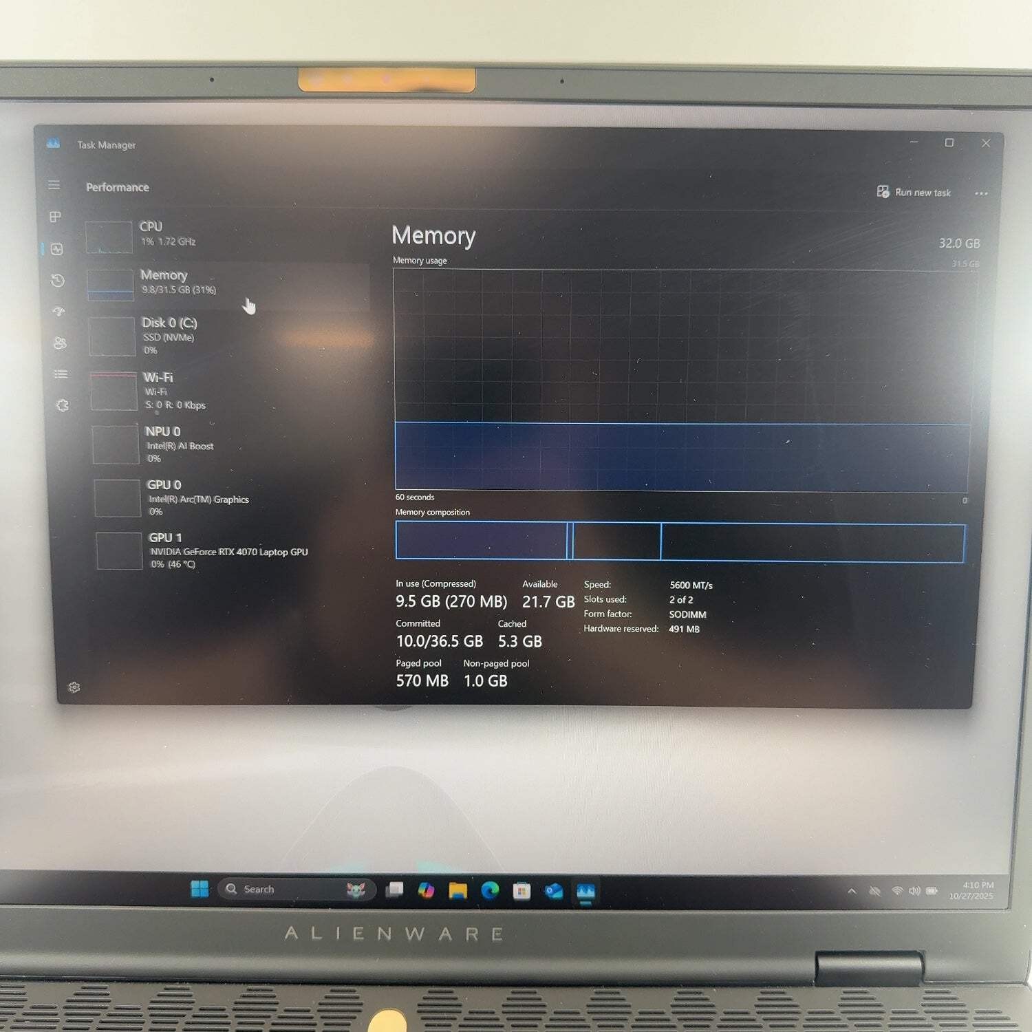 Alienware M16 R2 16″ Core Ultra 9 185H 5.1GHz 32GB RAM 1TB SSD GeForce RTX 4070