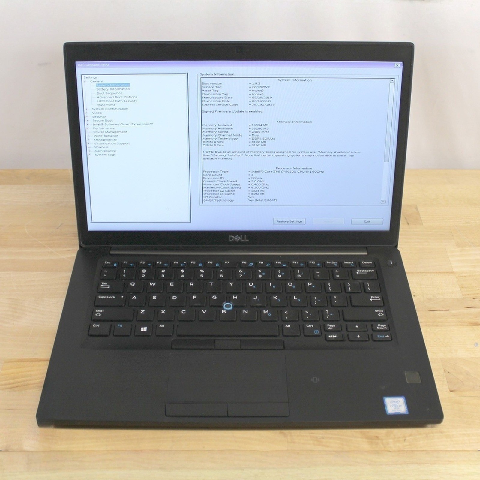 Dell Latitude 7490 14in i5-8350U 32GB No Drive, OS, Power Cord