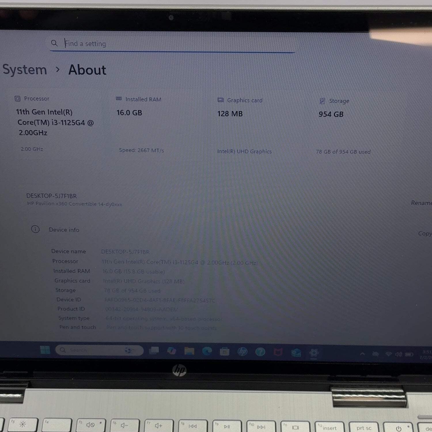 HP Pavilion x360 14T-DY000 14″ i3-1125G4 2.0GHz 16GB RAM 1TB SSD