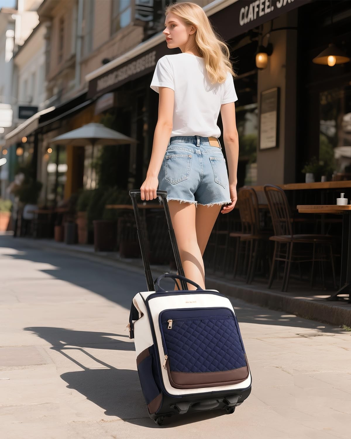 Rolling Backpack for Women, Travel Backpack with Wheels, Vertical Storage Wheele