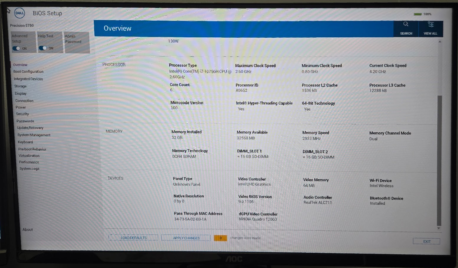 Dell Precision 5750 i7-10750H 32GB Quadro T2000 17″ FHD+ LCD Failure- For Parts