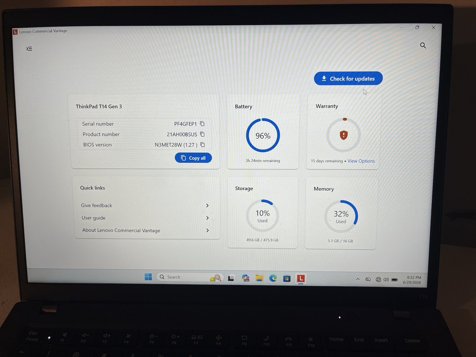 LENOVO ThinkPad T14 Gen 3 14″ WUXGA i7-1260P 2.1GHz Intel Iris Xe 16GB 500GB