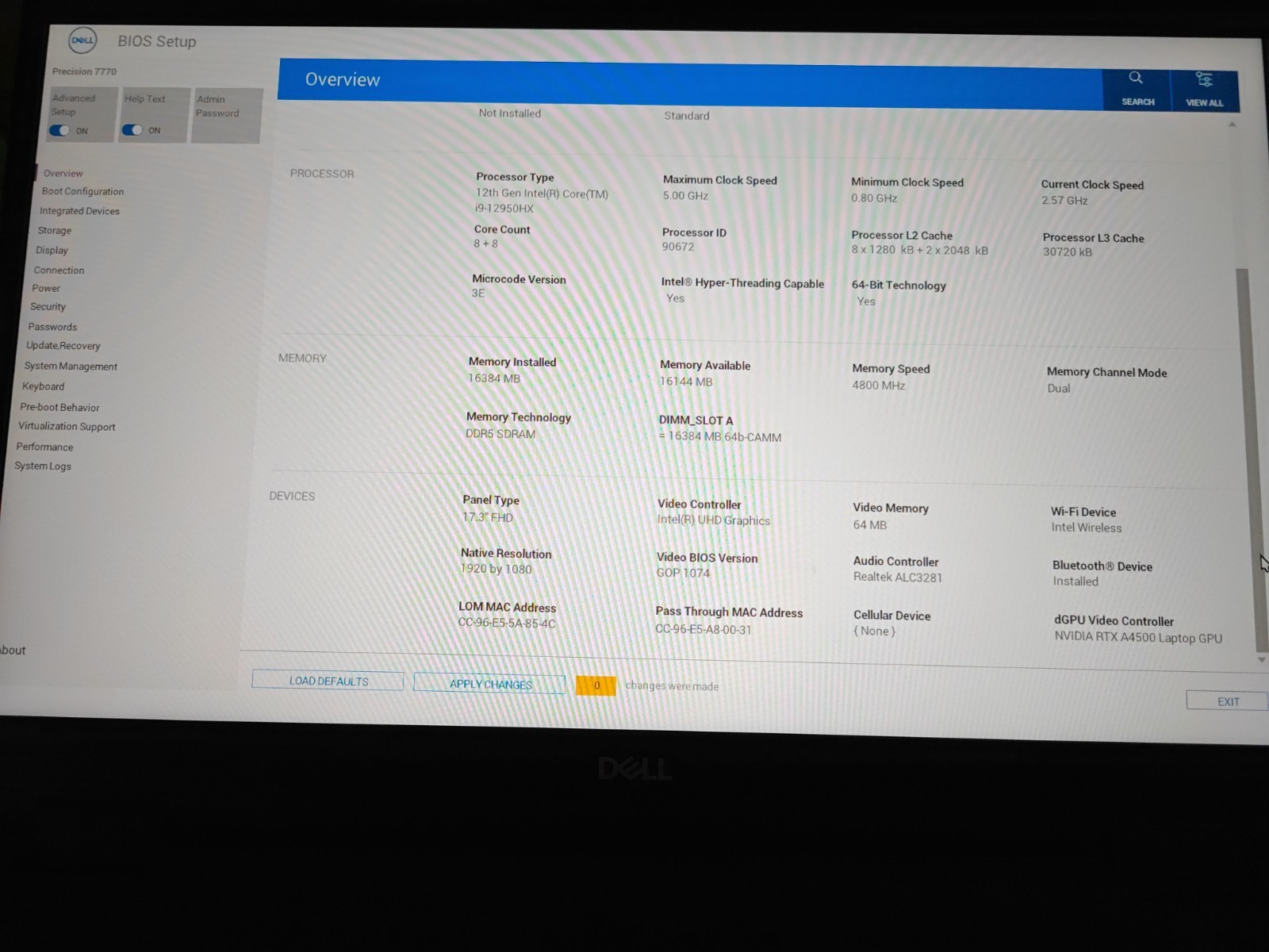 Dell Precision 7770 17.3 FHD i9-12950HX NVIDIA RTX A4500 16GB READ AS IS