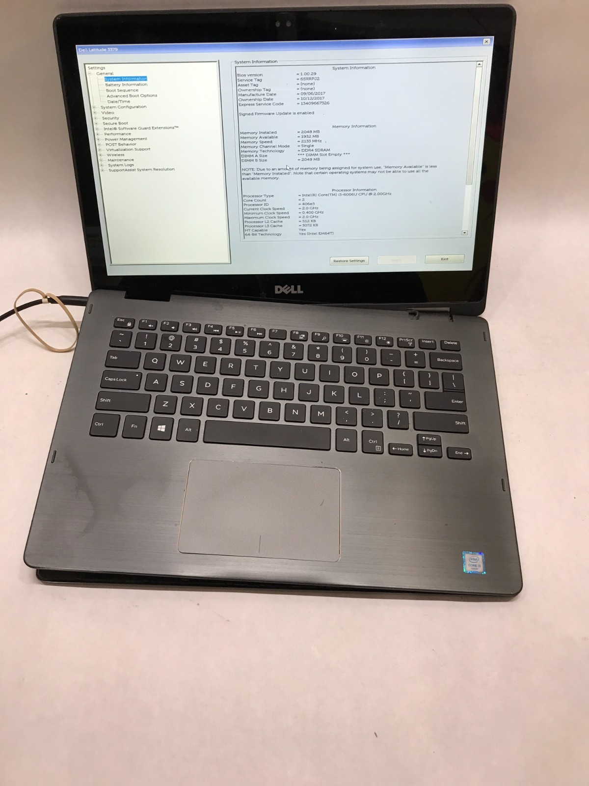 Dell Latitude 3379 13″ Intel Core i3 NO RAM NO HDD/OS For Parts READ DESC!! – DW