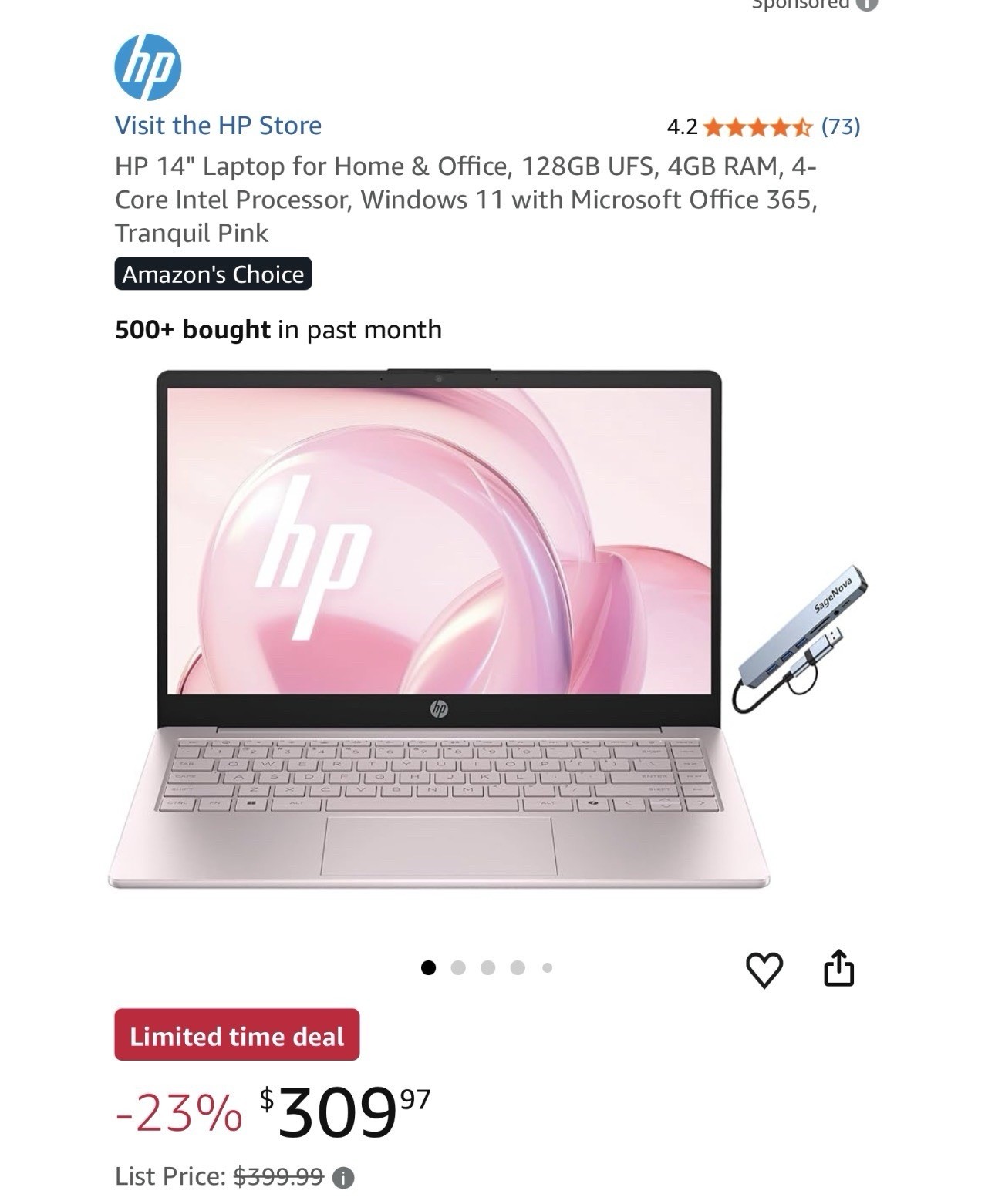 HP Hewlett Packard Laptop 14-FQ0022NR AMD3020e, Windows 11 Home, Charger