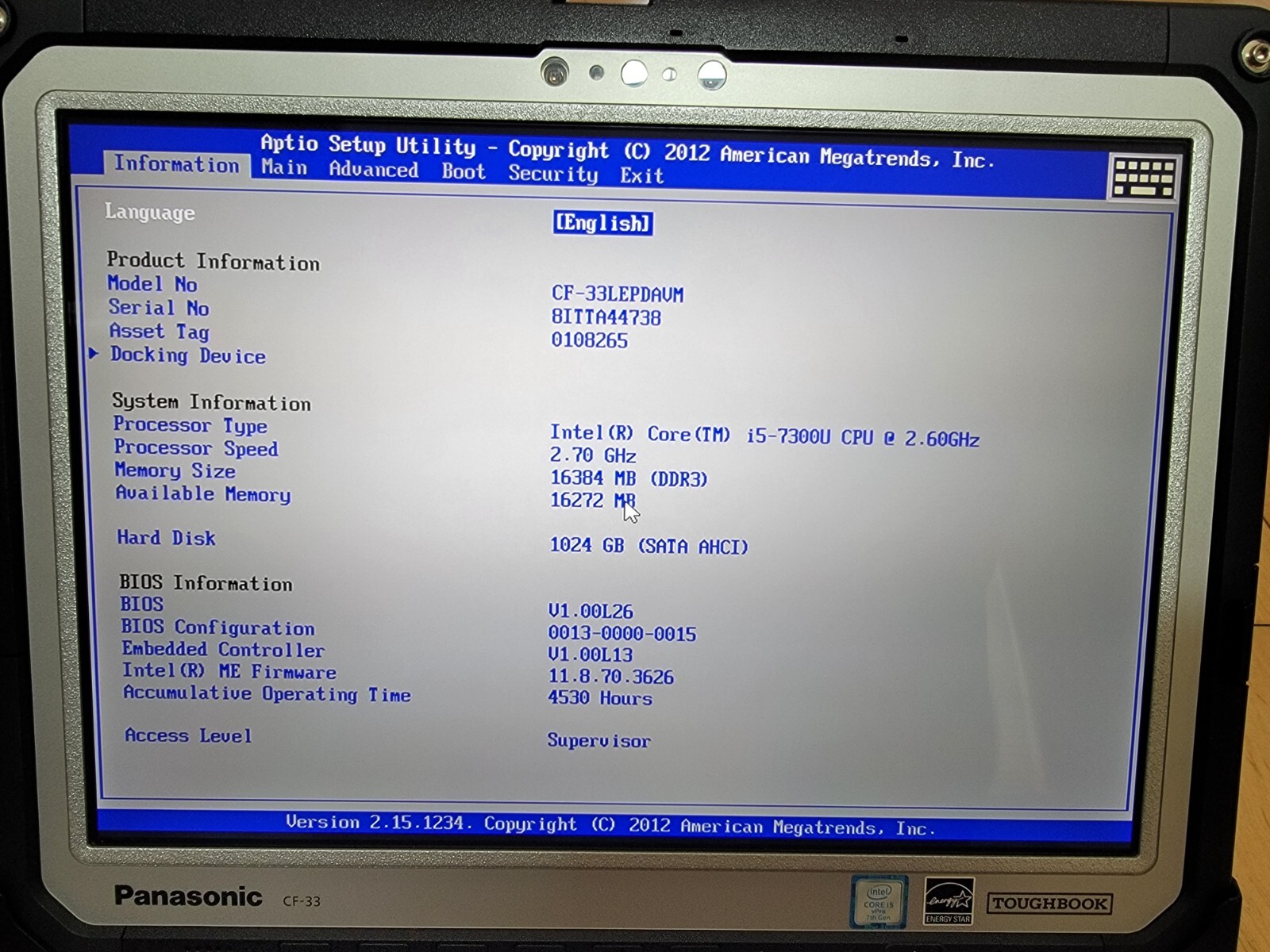 Panasonic Toughbook CF-33 12″ i5-7300U 16GB 1TB SSD W10 Pro Touch 2-in-1 LTE