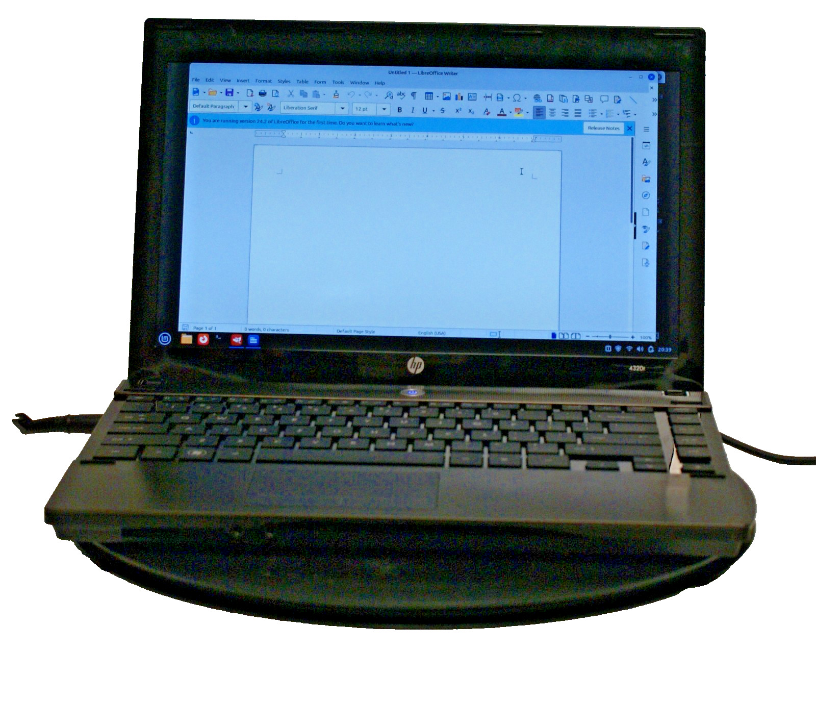 HP 4320t Celeron P4500 8GB 128GB SSD Linux Mint GIMP LibreOffice with Charger