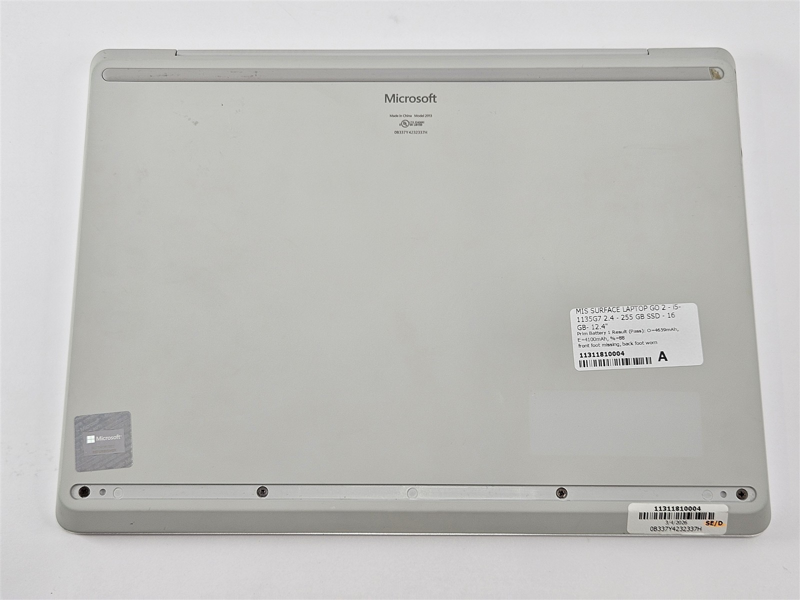 Microsoft Surface Laptop Go 2 256GB 16GB i5-1135G7 Platinum Touchscreen Win11