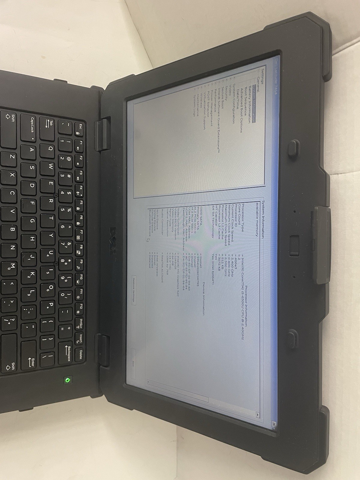 Dell 14 RUGGED 7414 Intel i5-6300U @2.40GHz 16GB NO SSD WEBCAM NO OS READ