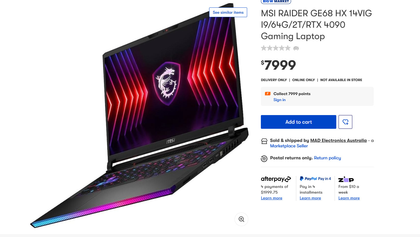 MSI RAIDER GE68 RTX 4090 i9 14900HX 32GB RAM 2TB SSD 4K 120HZ – WORTH $7499
