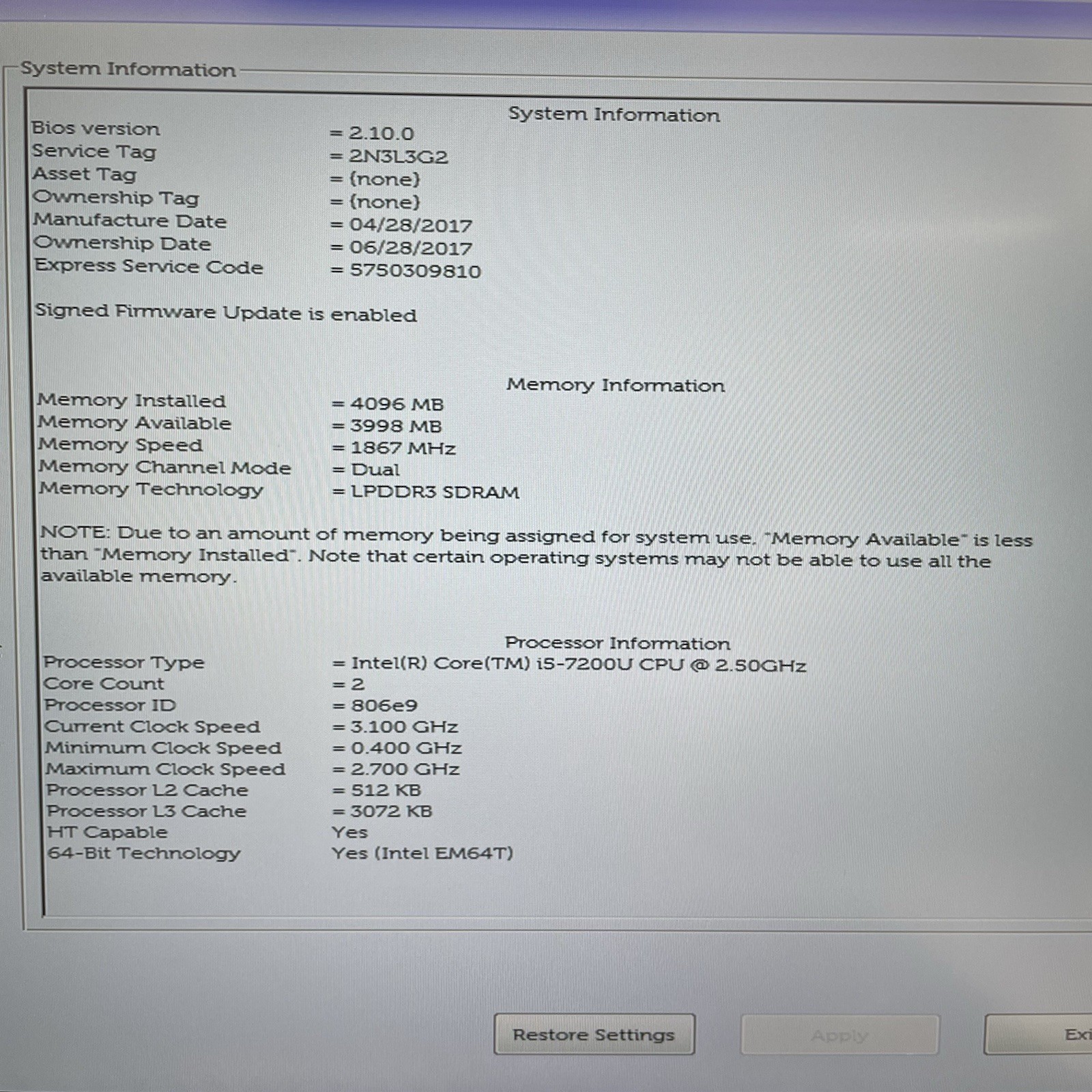 Dell XPS 13 9360 13.3″ i5-7200U 2.50 GHz 4 GB RAM No SSD/OS/AC/Battery