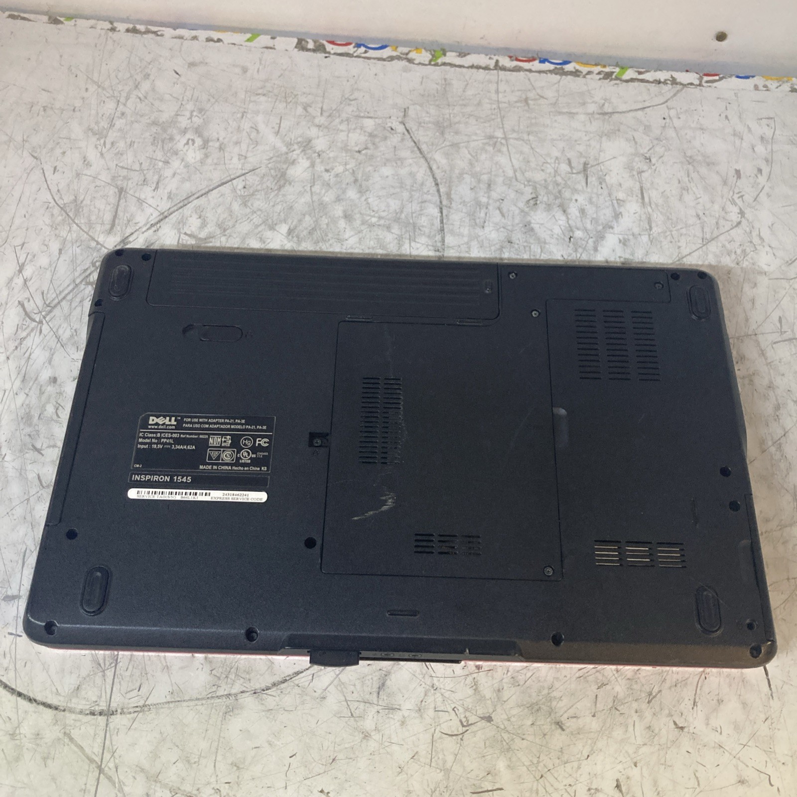 Dell Inspiron 1545 Intel Core 2 Duo T6600 @ 2.2 GHz 3GB no HDD Boot to BIOS