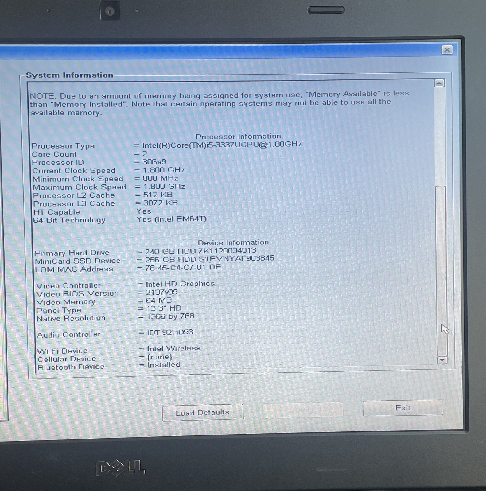 Dell Latitude 3330 Intel i5@3337 1.8ghz 8GB 256gb and 240GB SSD Windows 10 Pro