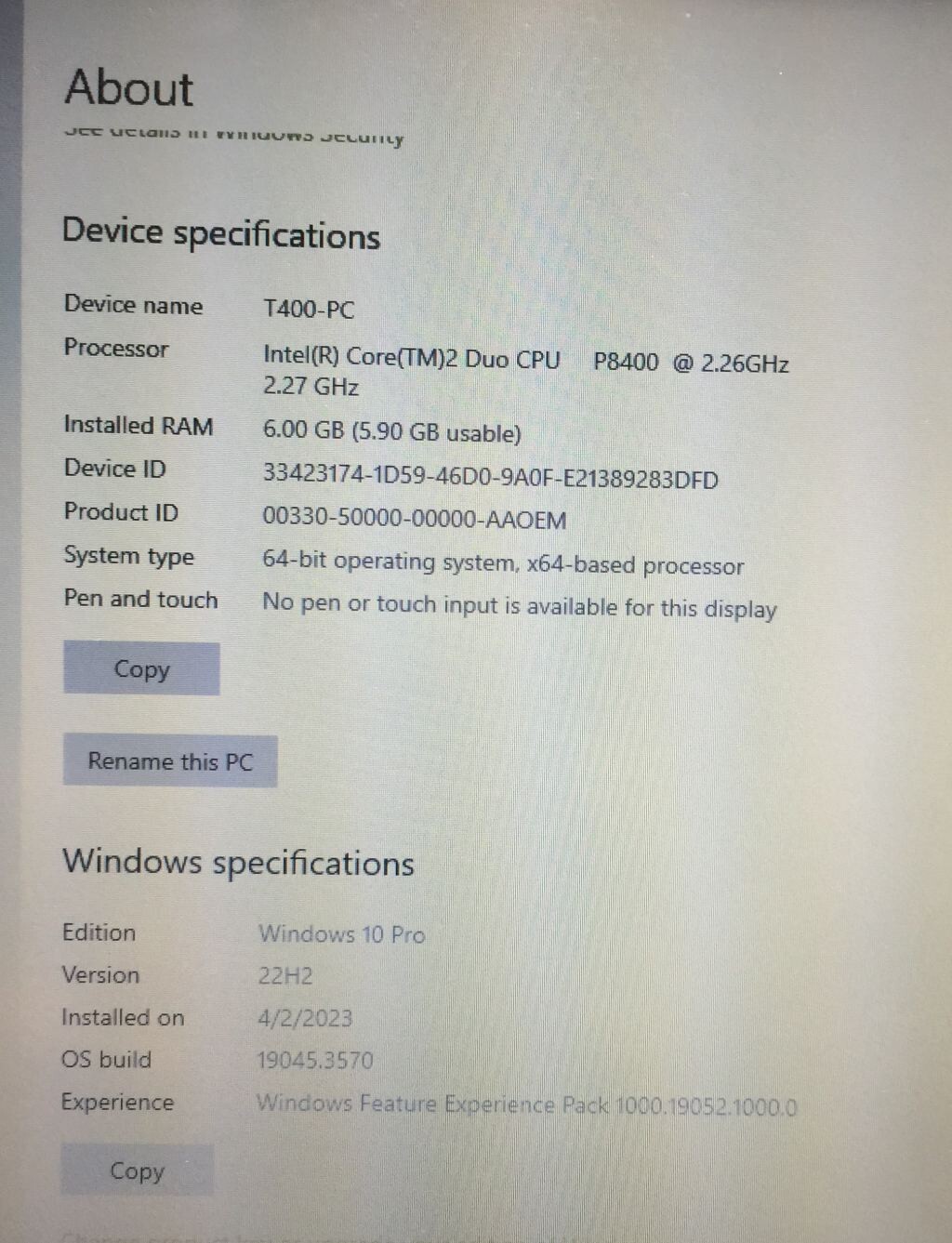 Lenovo ThinkPad T400 P8400 6GB RAM 300GB Win10Pro w DOCKING STATION *SUPER* v