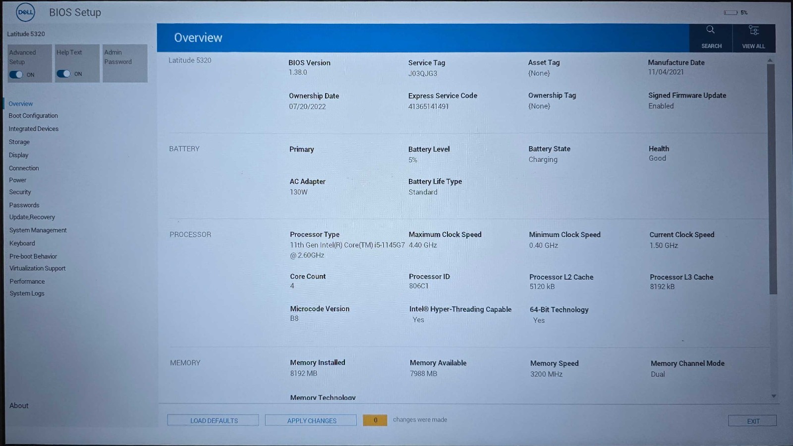 Dell Latitude 5320 Core i5-1145G7 2.6GHz CPU 8GB RAM 256GB SSD Windows 11 Pro