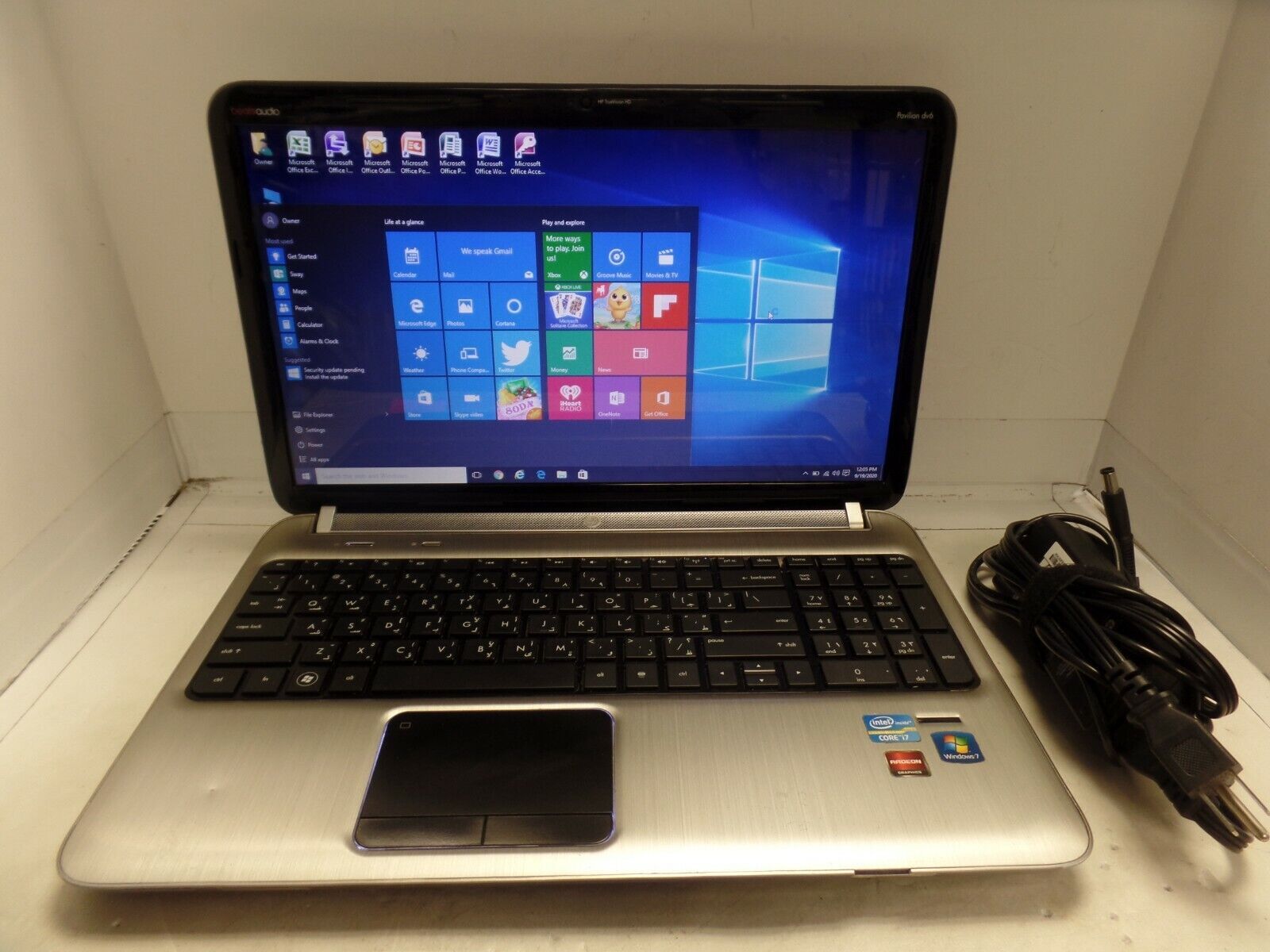 Brushed Aluminum 15.6″ HP Pavilion DV6-6177ee 2GHz i7-2630 6GB 750GB Arabic KYBD