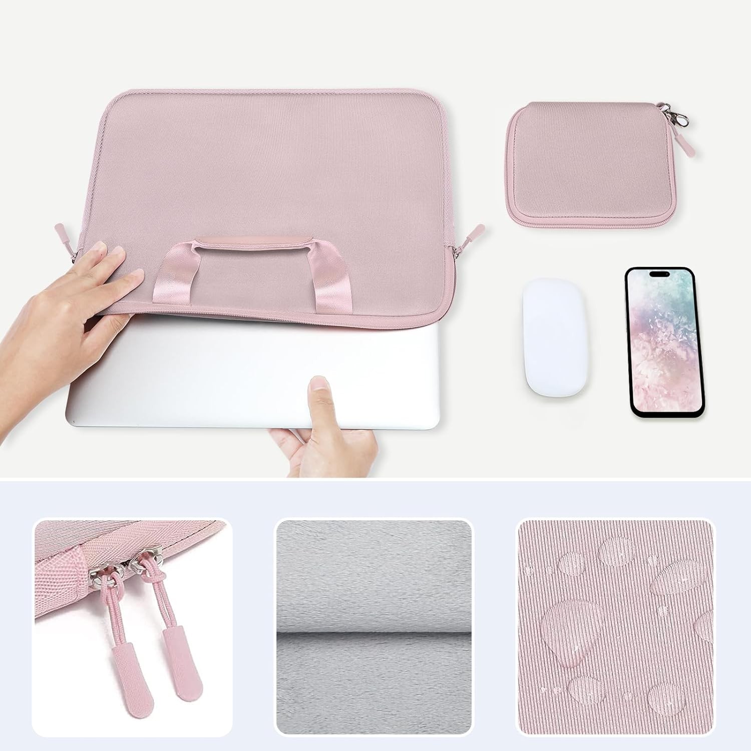 Neoprene Laptop Sleeve Bag for 13-13.3 inch MacBook Air/Pro 13/Pro, Pink Case