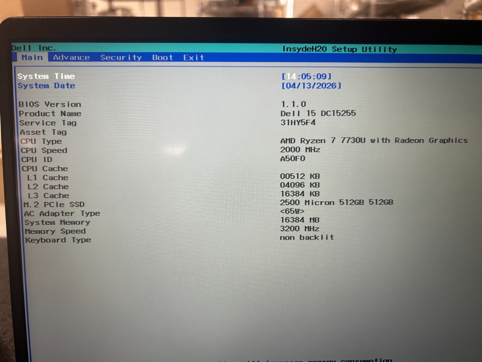 DELL 15 DC15255 G8MK9, AMD Ryzen 7 7730U, 16 GB RAM, 512 GB NVMe SSD