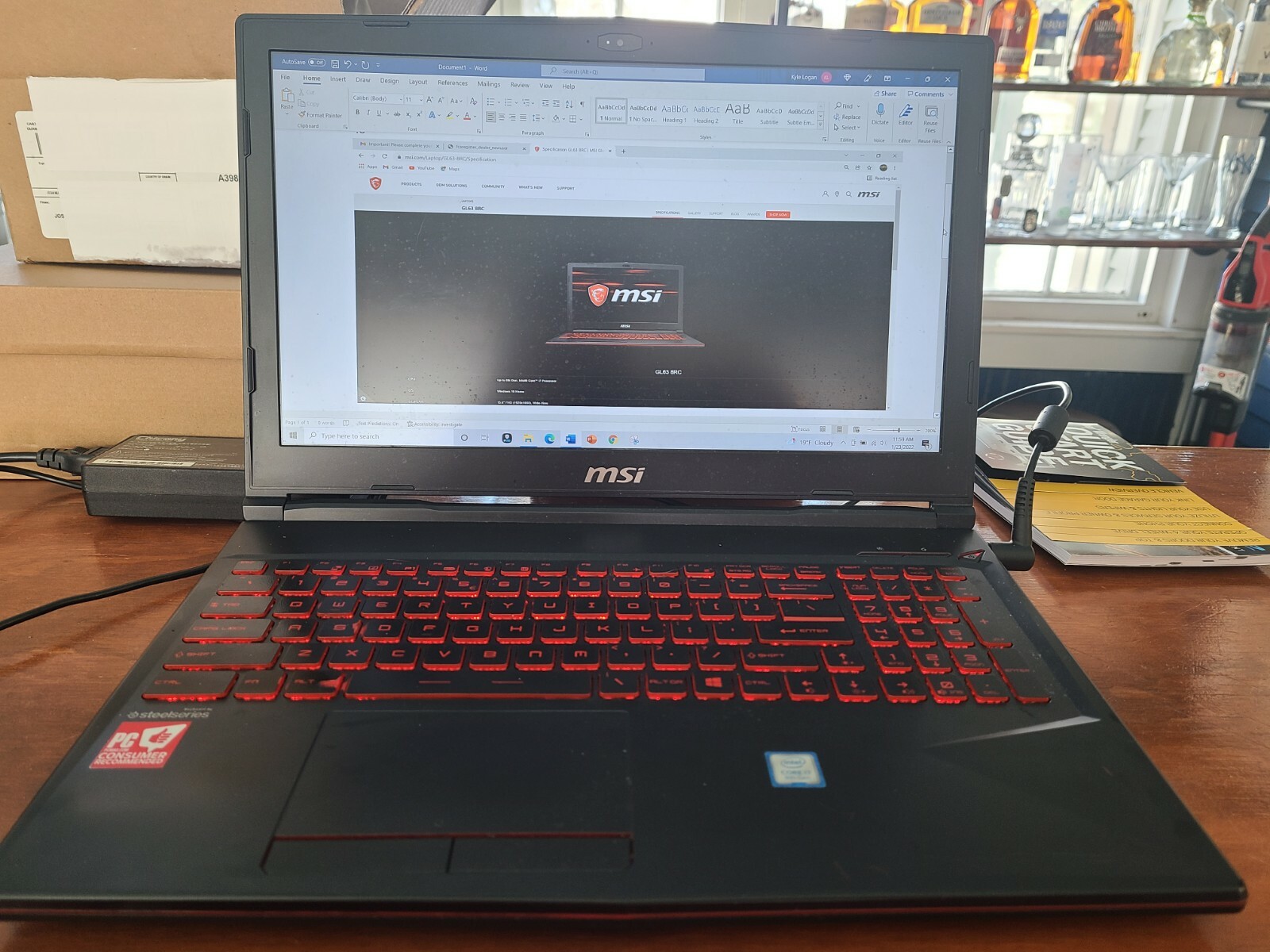 MSI Gl63 8RD 15.6 in. 1TB HDD 256GB SSD 4GB RAM Intel Core I7 8th Gen Laptop