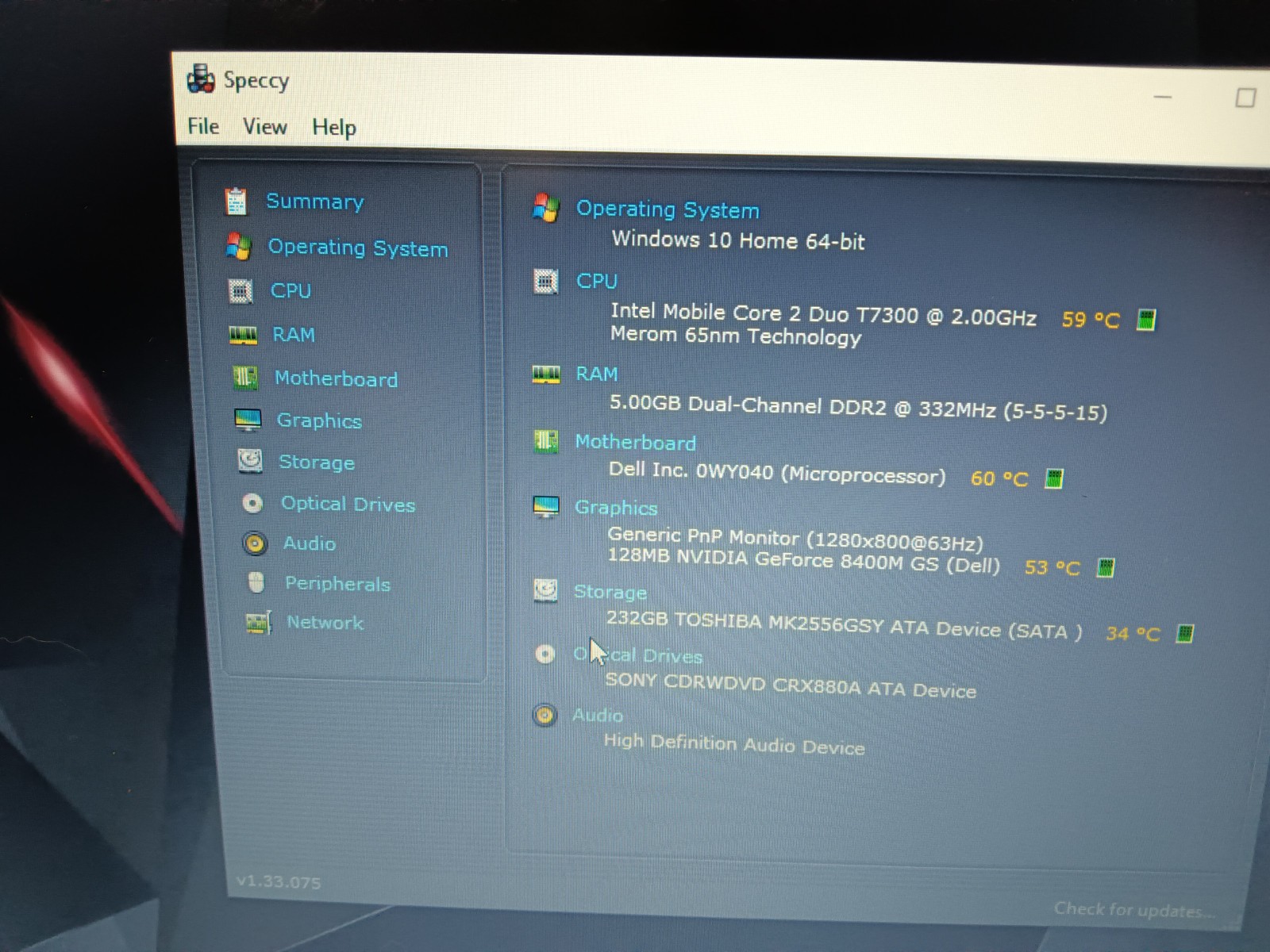 Dell Vostro 1500/Core2Duo T7300 2.00ghz/4gb/250gb/Windows 10 Pro/Web/BT/15.4″