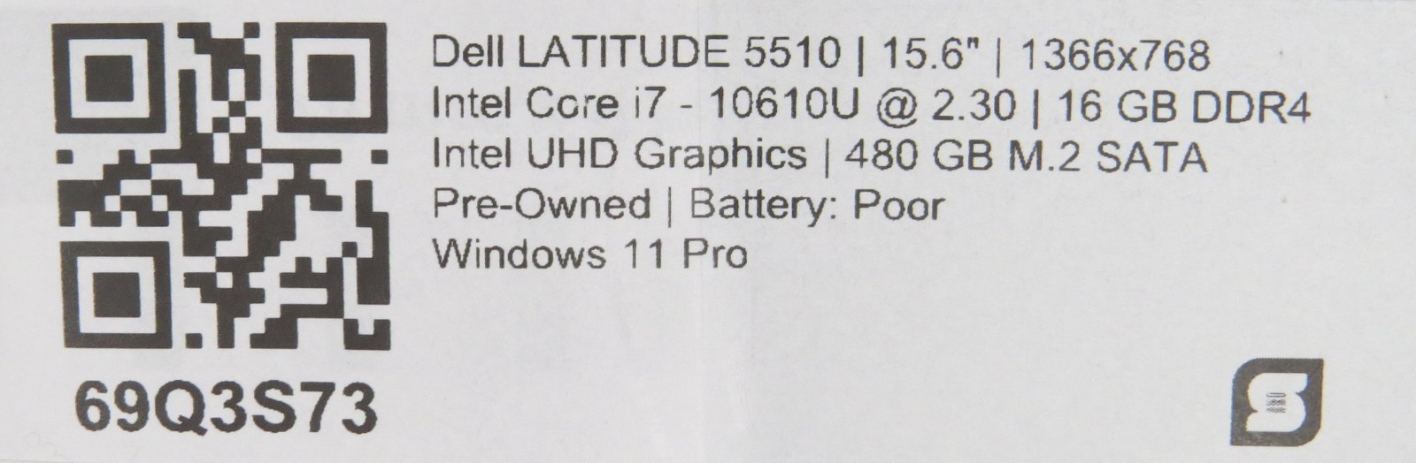Dell Latitude 5510 i7-10610U @ 2.30GHz 16GB DDR4 480GB M.2 Windows 11 Pro