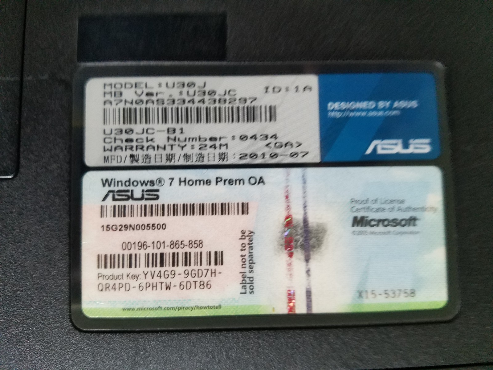 ASUS laptop U30J Laptop Intel Core i3 M370@ 2.4GHz 4GB 320GB HDD Windows 10