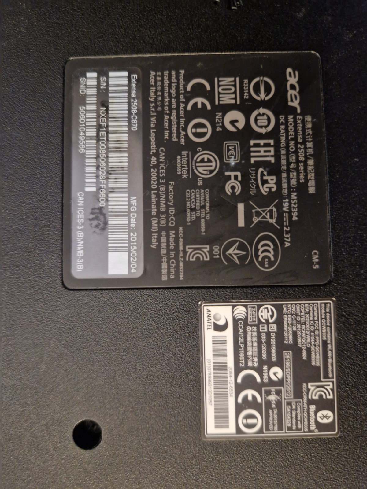 Acer Extensa 2508 Series 15″ Personal Computer PC Laptop