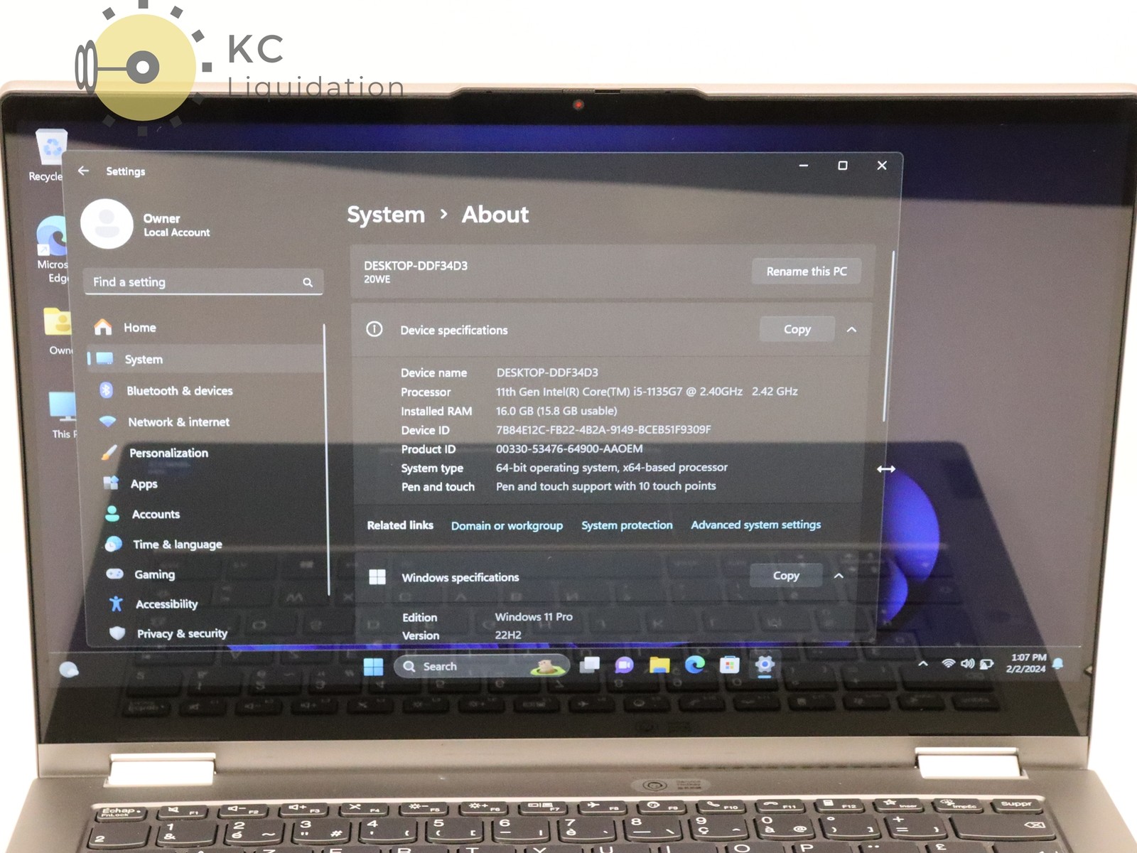 Lenovo ThinkBook 14s Yoga ITL Touch i5-1135G7 16GB 512GB NVMe Win11Pro French KB
