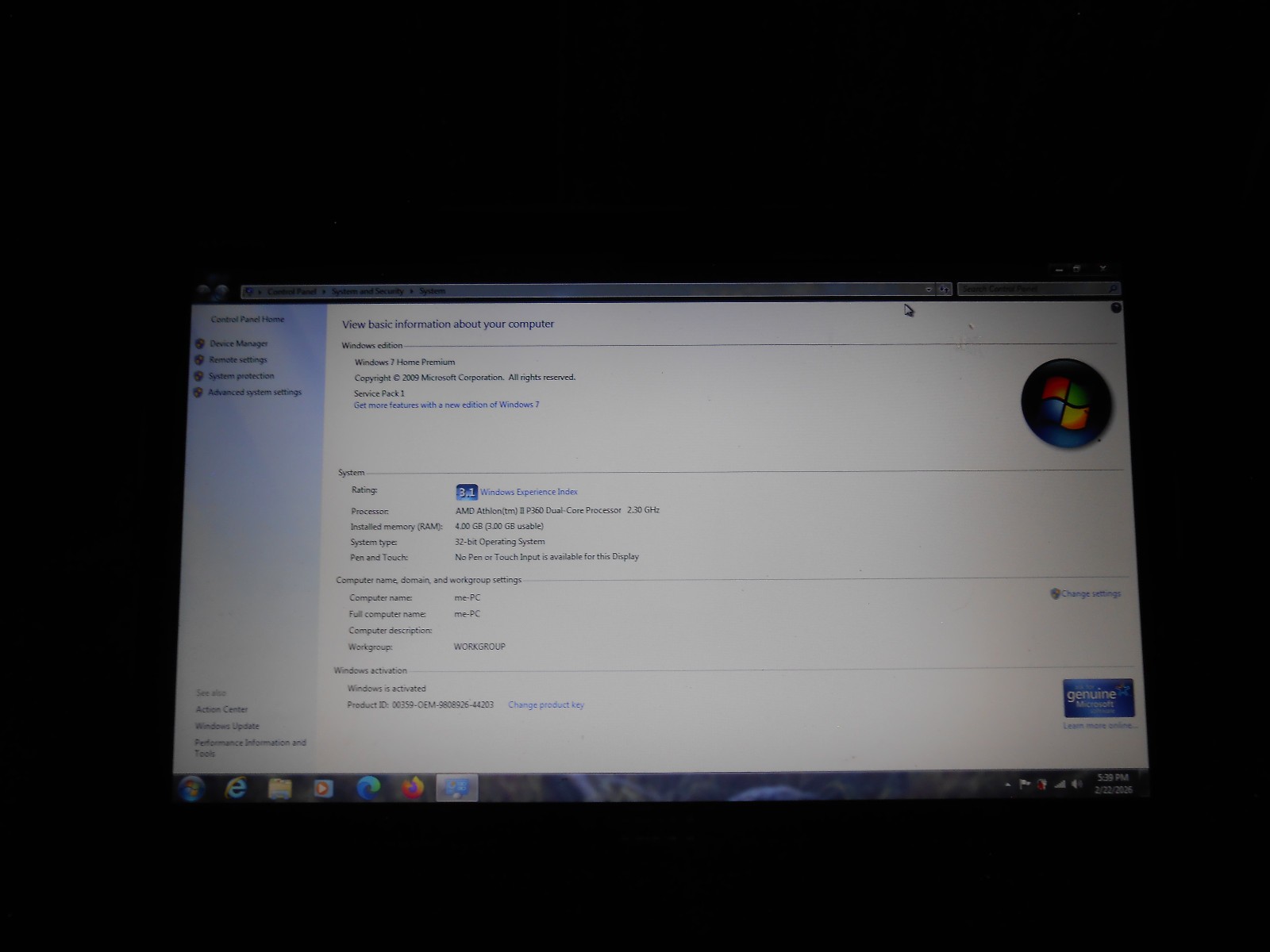 Dell Inspiron m5030 Windows 7 Home Premium Activated Laptop