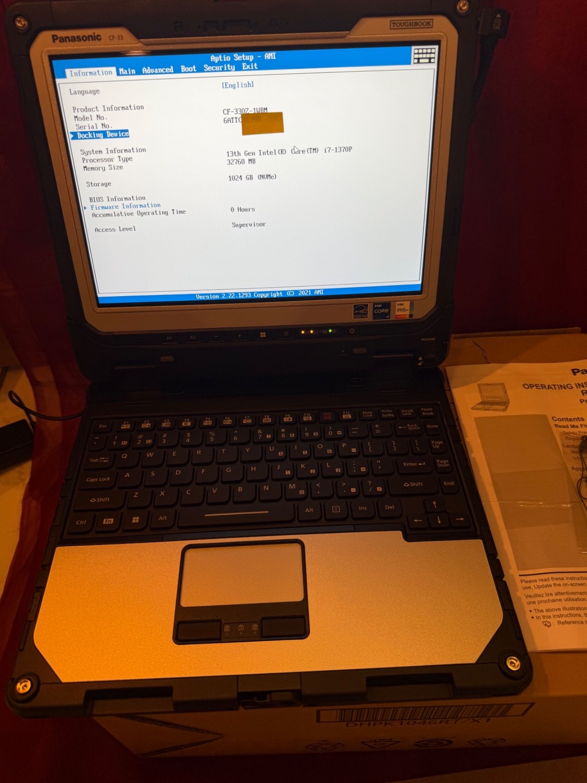 New Panasonic Toughbook CF-33 MK4 i7-1370P 32GB/1TB/Serial/Premium Keyboard/0 Hr