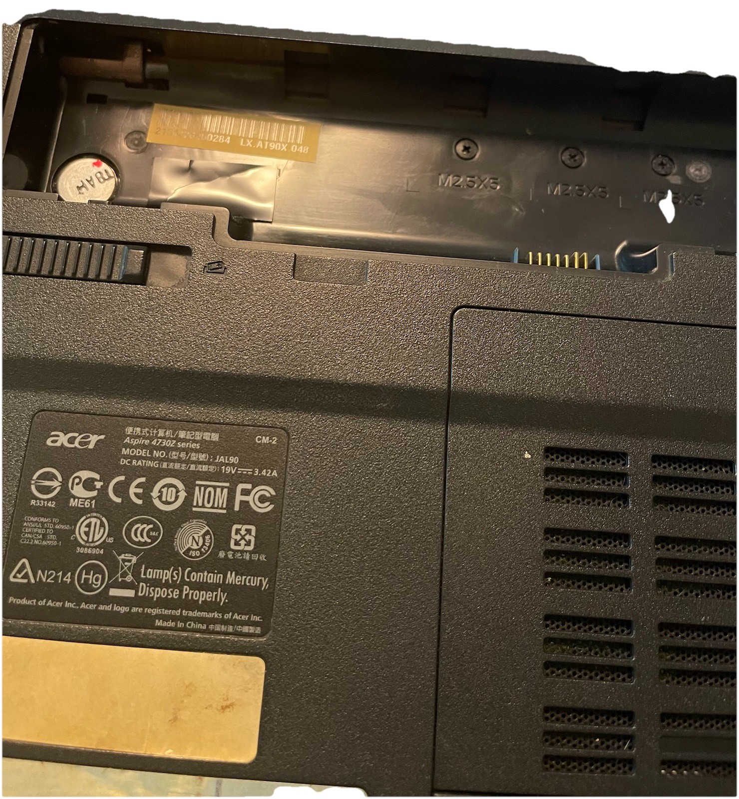 Acer Aspire 4730Z Laptop, Untested No Charger, No Hard Drive For Parts or Repair