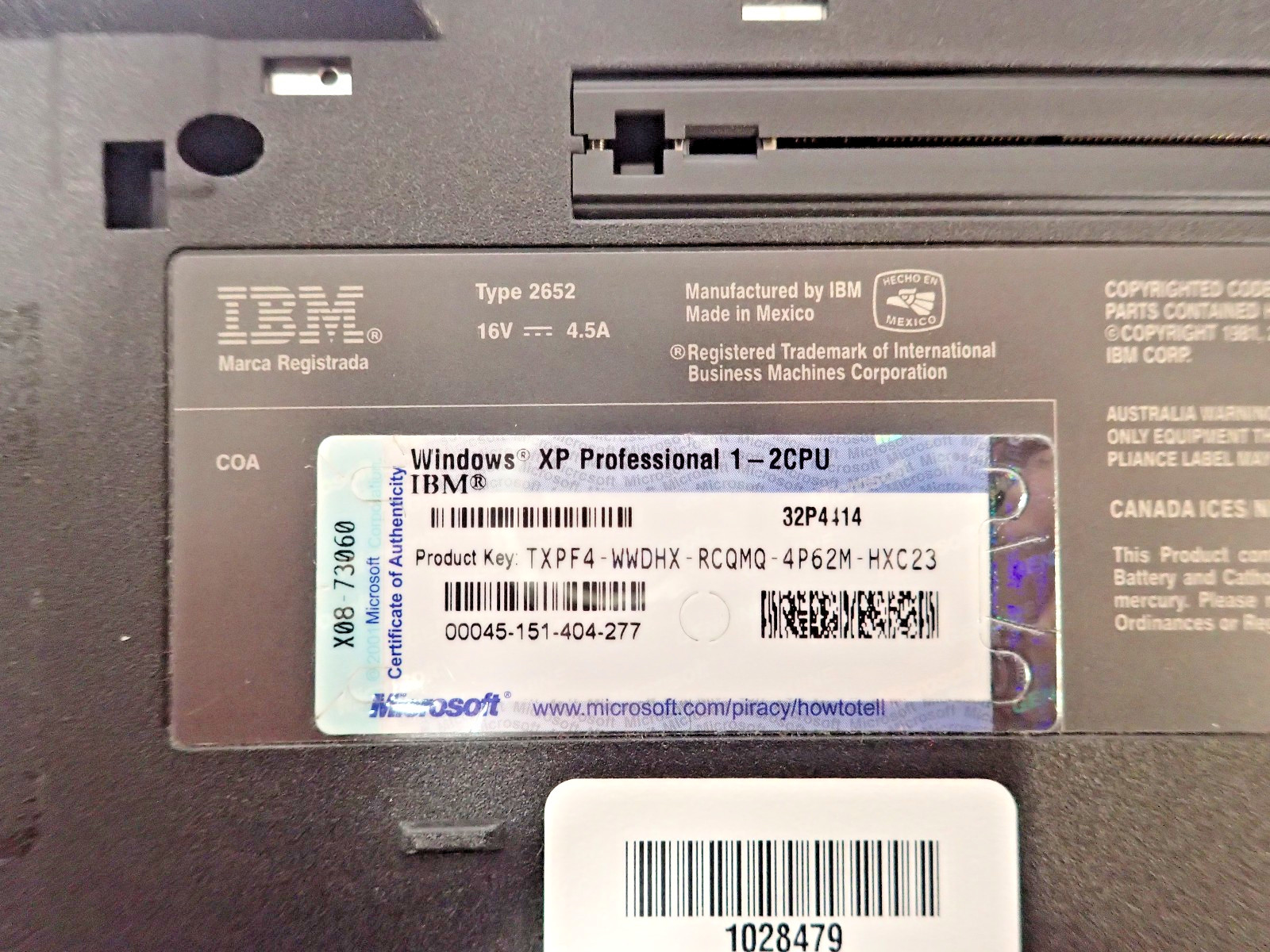 IBM THINKPAD TYPE 2652-K3U A31 SERIES 15″ LAPTOP PENTIUM 4 PROCESSOR 1.7GHz