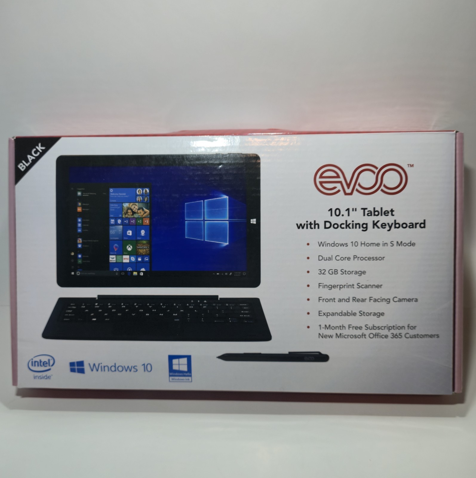 EVOO 10.1″ Tablet w/ Docking Keyboard, 32GB, Black, Dual Cameras, Needs Battery