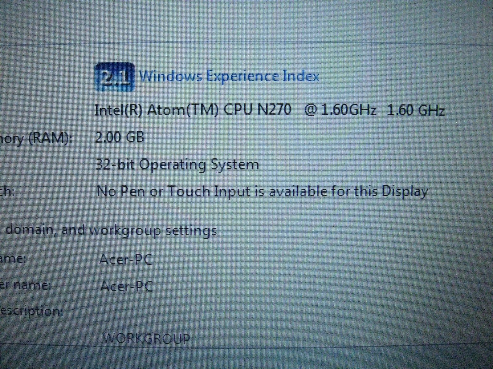 Acer Aspire One 531h Netbook Computer w/ AC Adapter