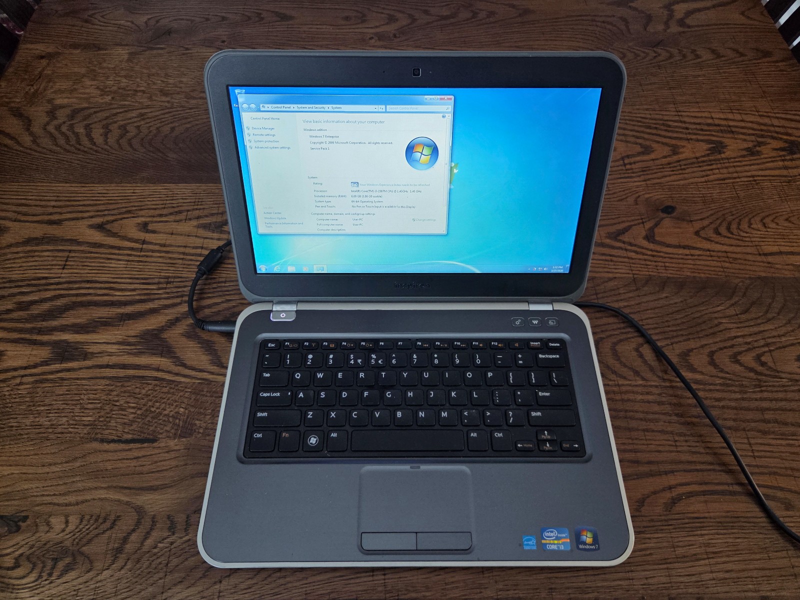 Dell Inspiron 5323 Intel Core i3-2367M 1.4 GHz 6 GB RAM 13″ 500 GB SATA HD Win7