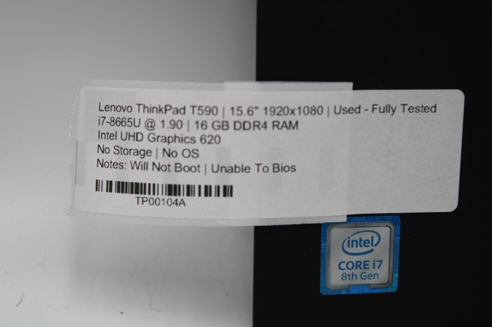 Lenovo ThinkPad T590 i7-8665U @ 1.9 GHz 16GB RAM No SSD No OS No Boot *PARTS