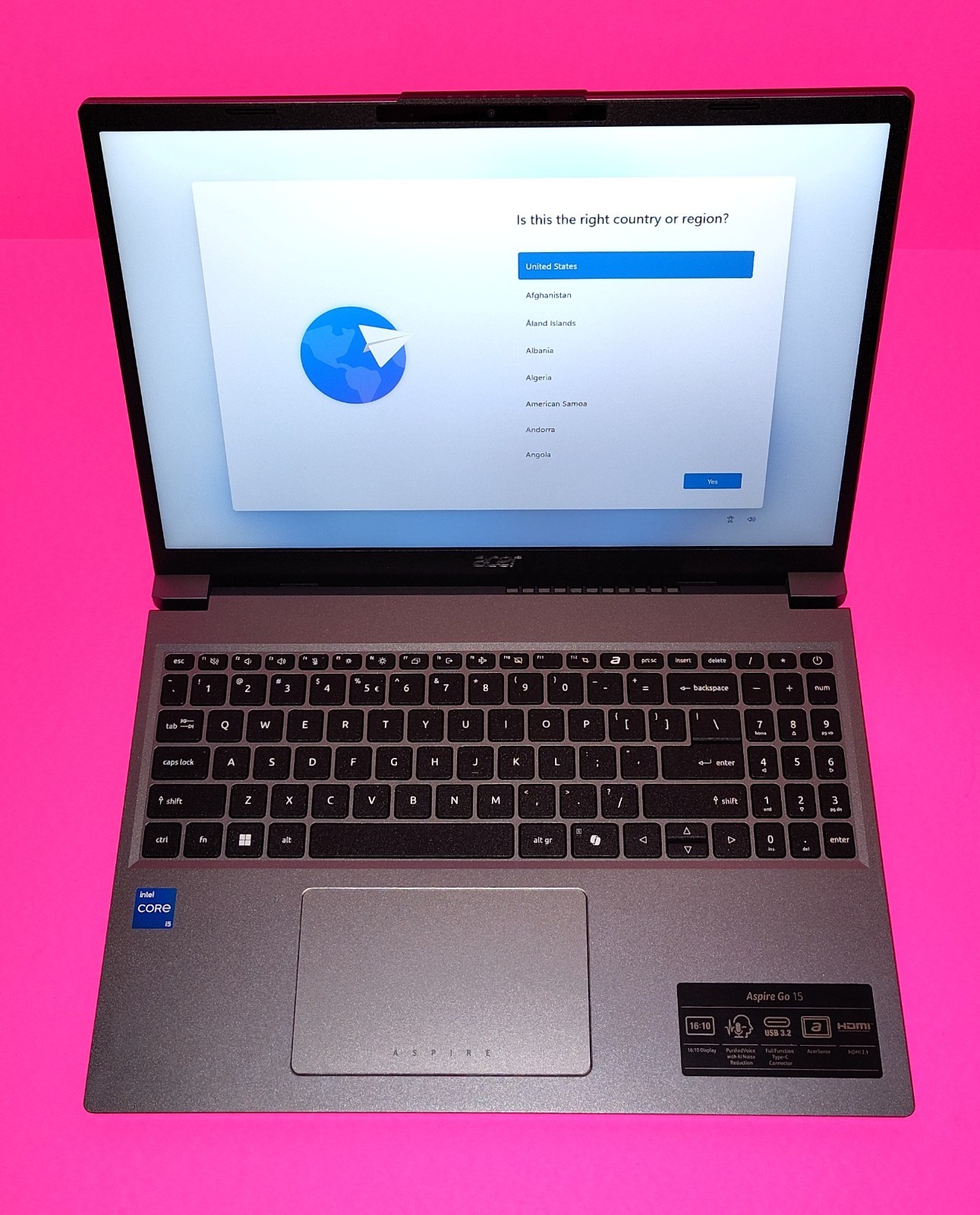 Mint Acer Aspire Go 15.3” Laptop i5-1334U 16GB DDR5 RAM 256GB Gen4 SSD Win 11
