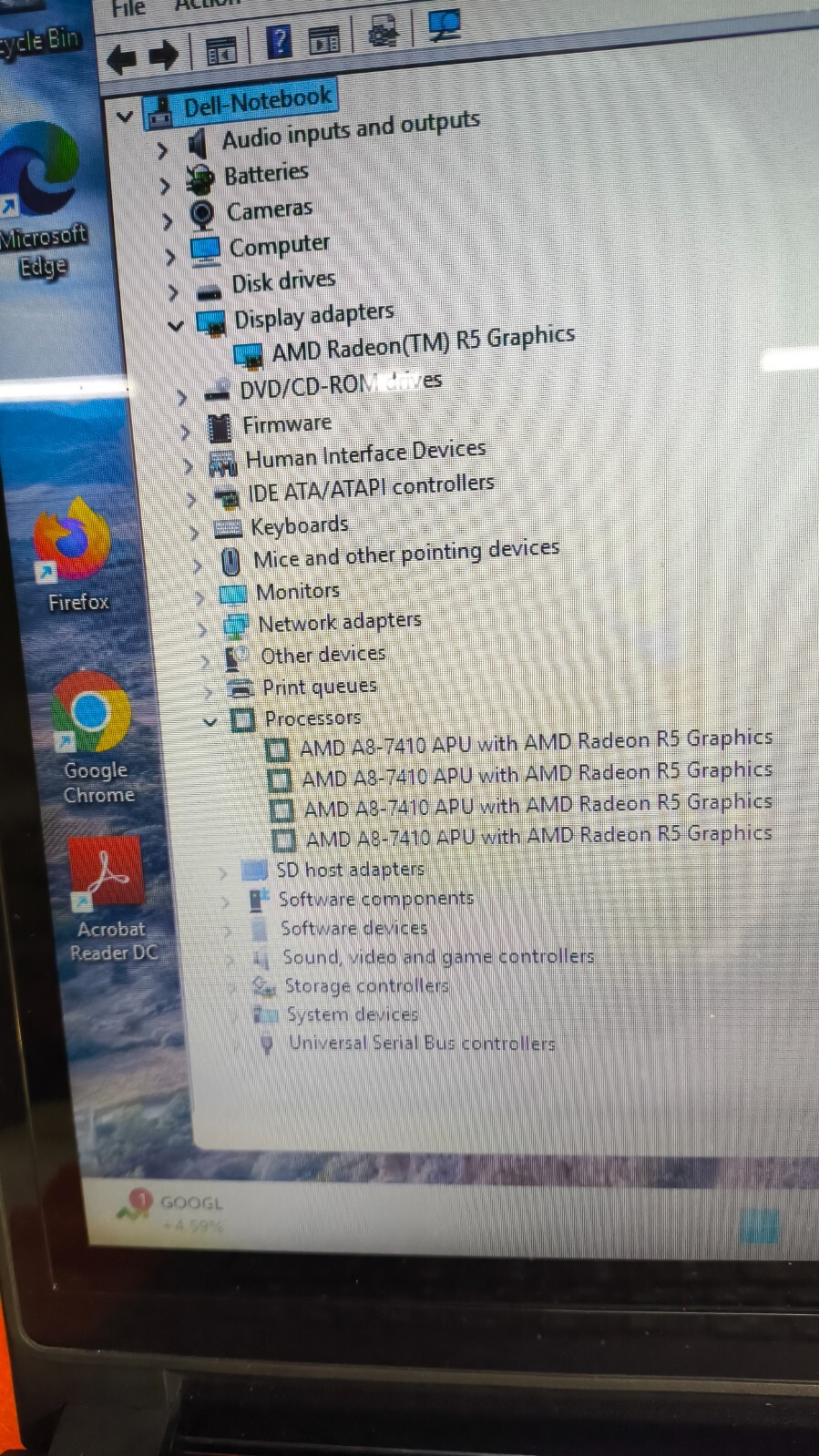 Dell Inspiron 5555 15″ Amd- A8-7256 6GB / 256 Gb SSD DVD Win11 home
