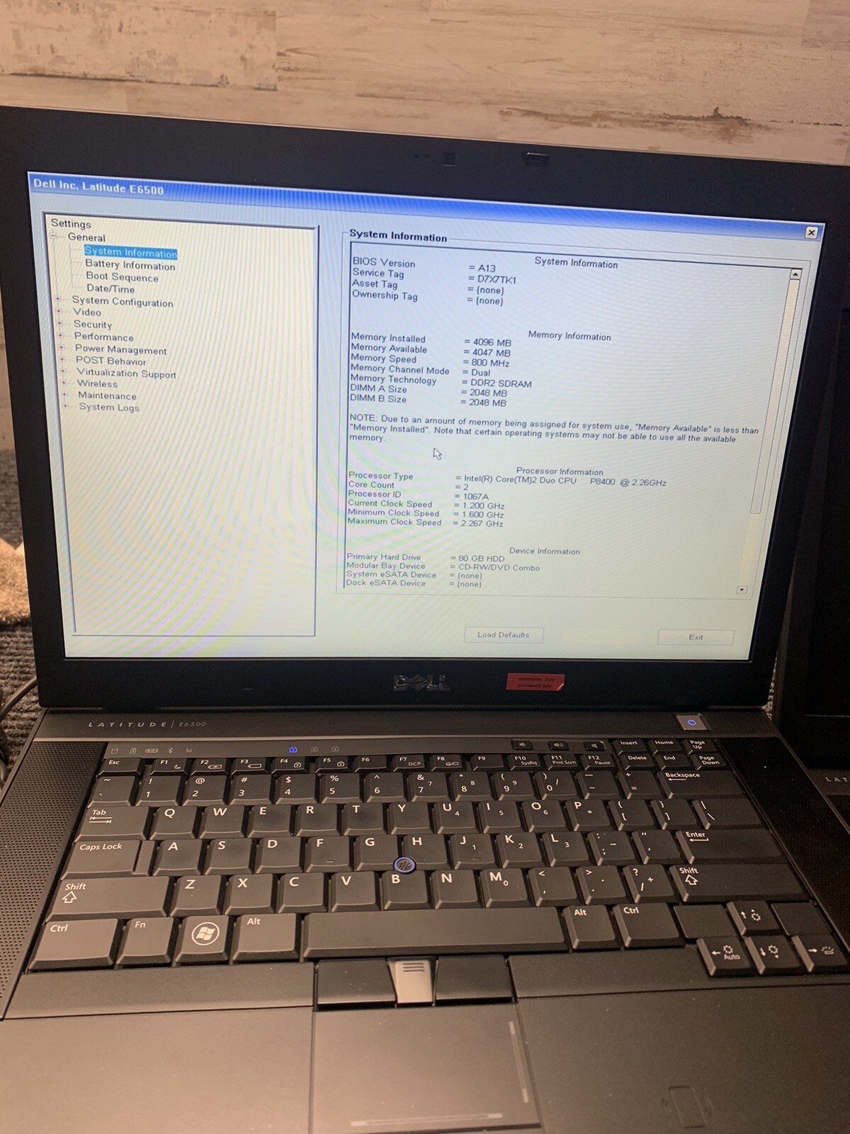 Dell Latitude E6500 Laptop, Core 2 Duo 2.26GHz P8400 – 4GB RAM, 80GB HDD *READ*